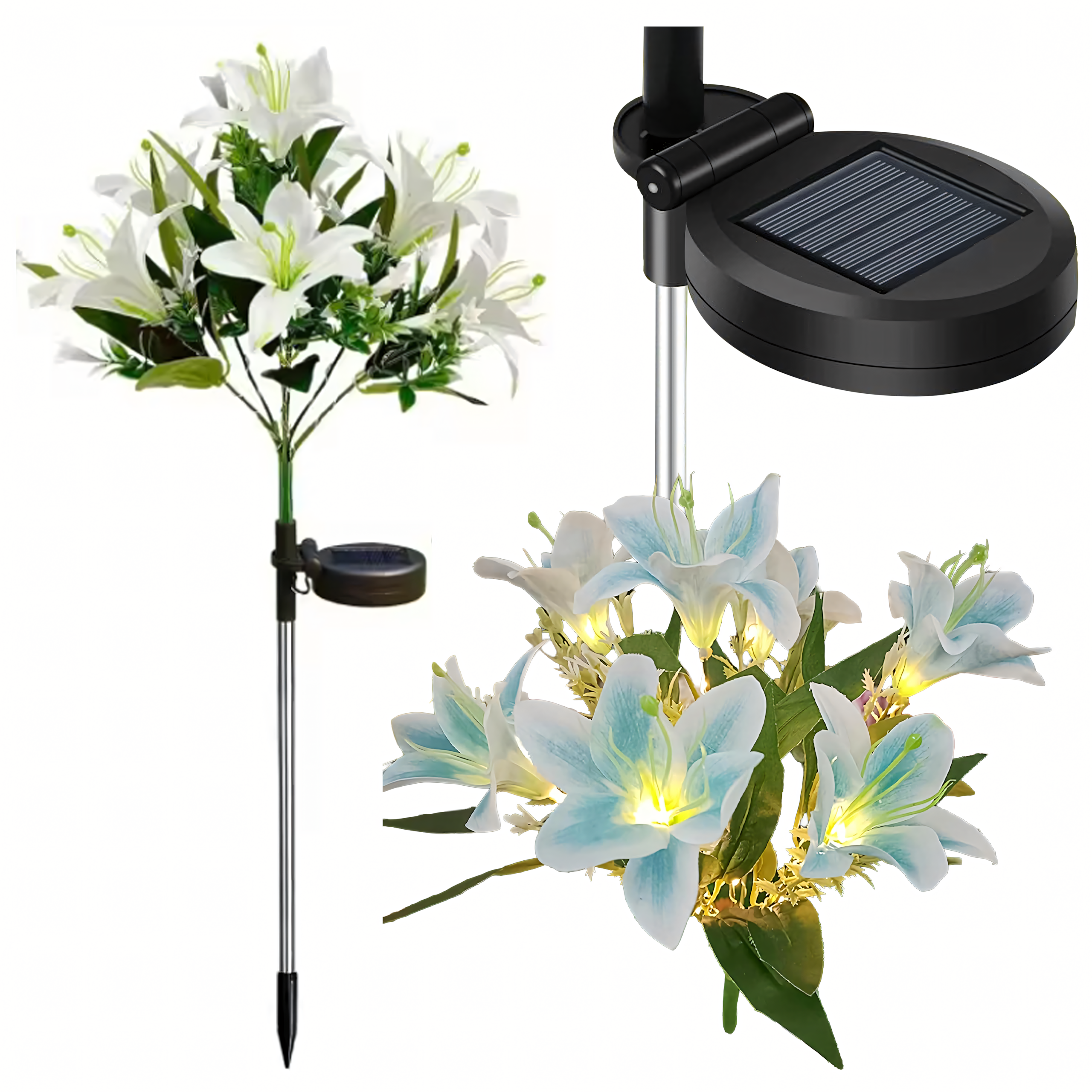 Päikesepatareiga aia piiklamp liiliaõie LED dekoratsioon