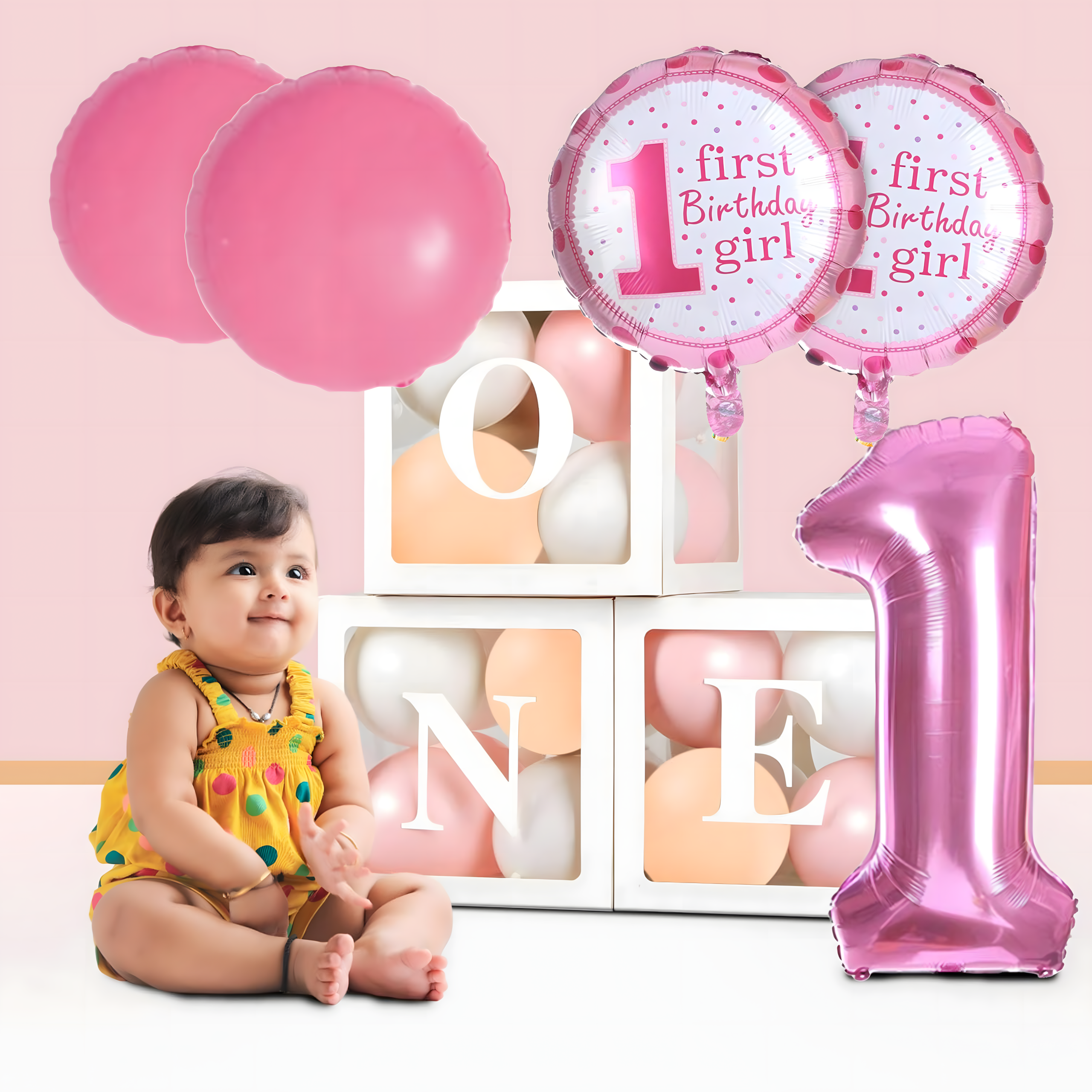 Õhupallid 1. sünnipäevaks üheaastasele tüdrukule, 5-tk tähtede komplekt