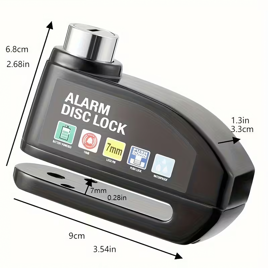 Luku piduriketta kaitse 110dB 7 mm tõukeratta, mootorratta, jalgratta jaoks