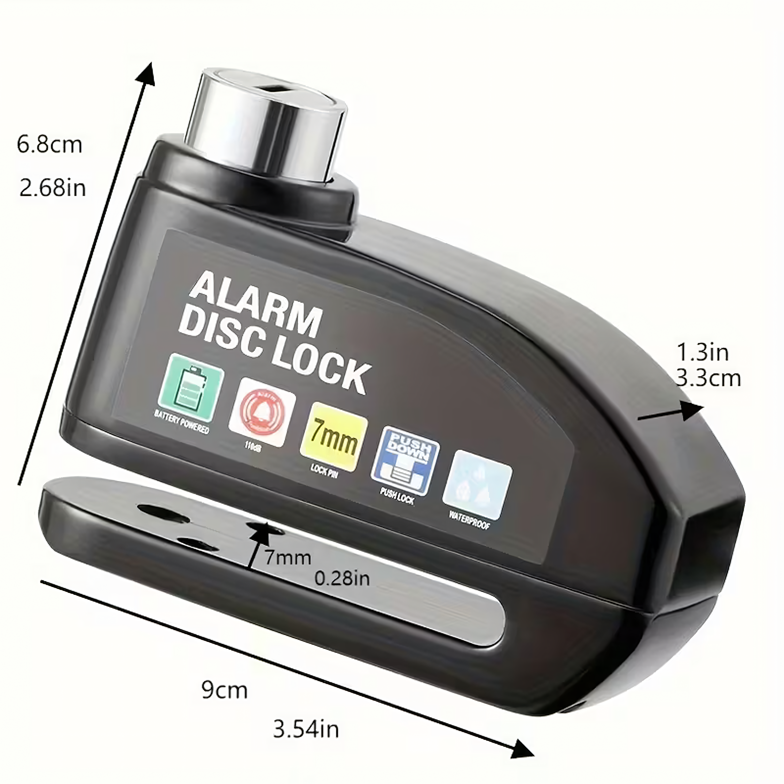 Luku piduriketta kaitse 110dB 7 mm tõukeratta, mootorratta, jalgratta jaoks