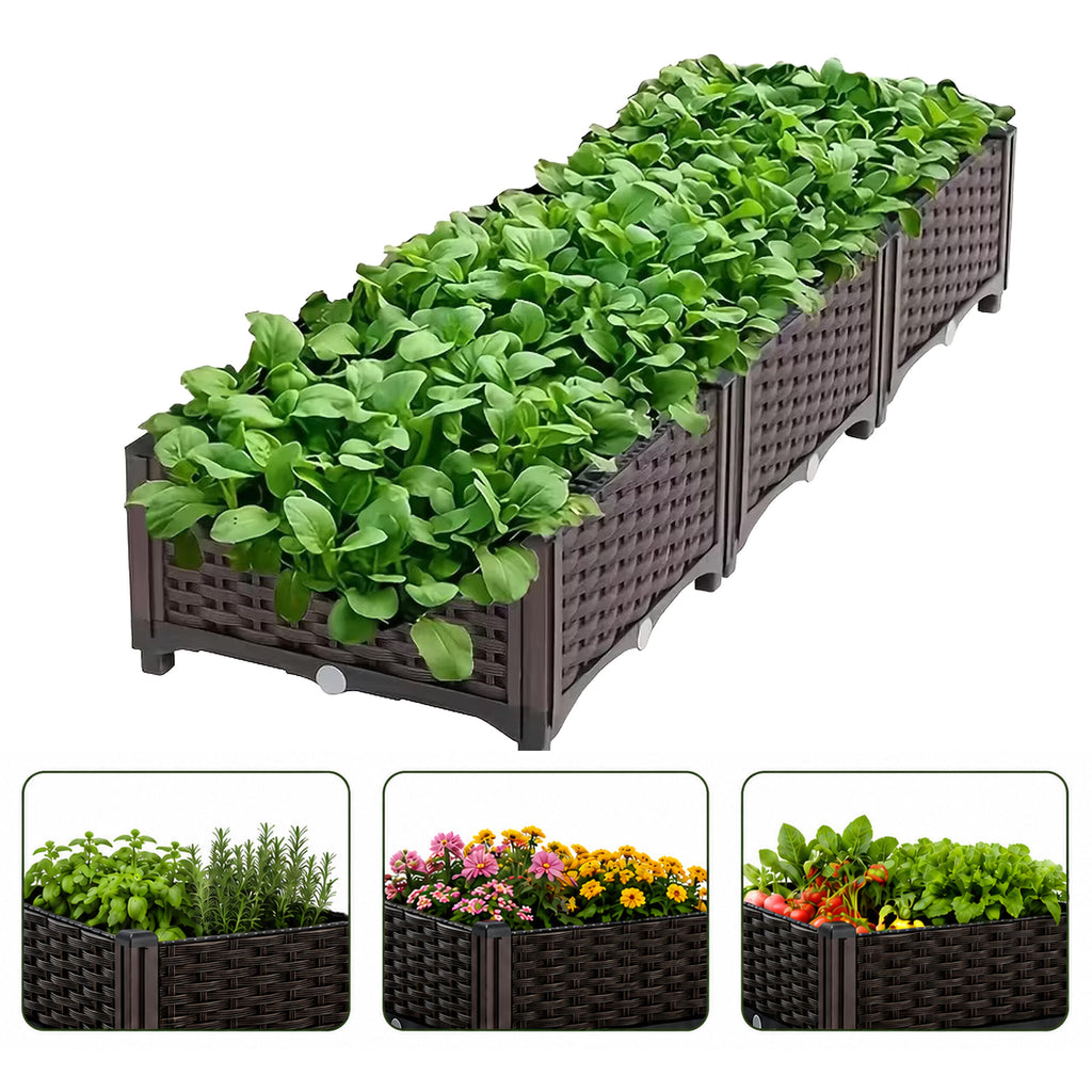 Modular Garden Flower and Vegetable Planter Box 120x40x22cm Brown