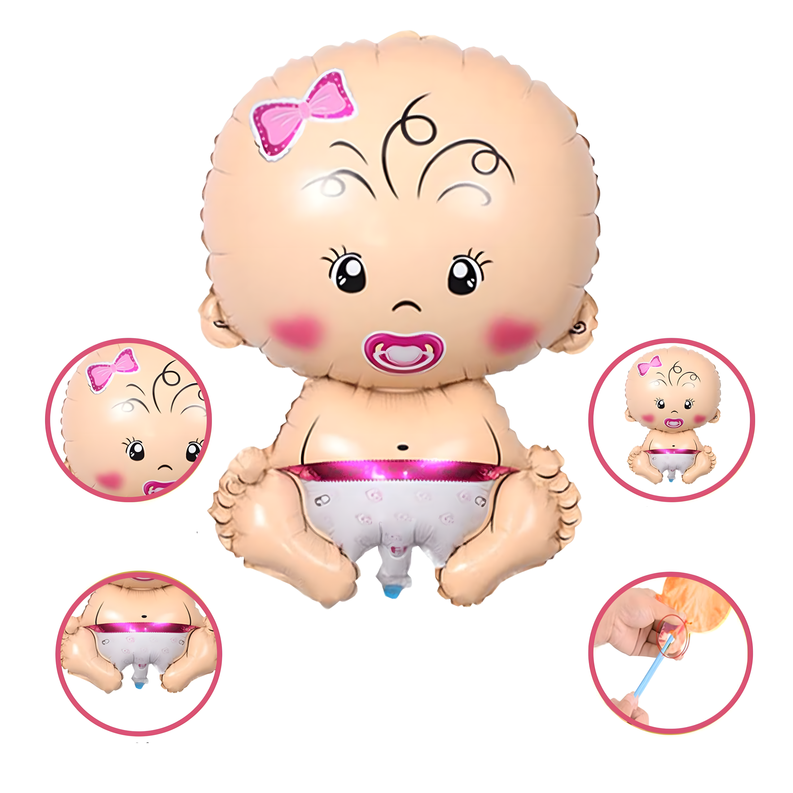 Beebipeo õhupallid Tüdrukule, 5-tk tähekomplekt