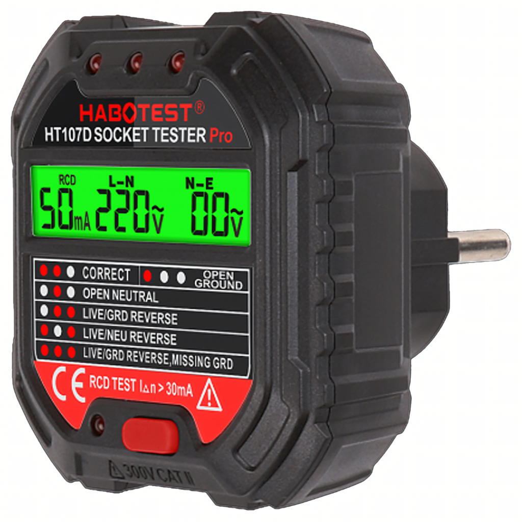 Pinge tester vooluvõrgu pistikupesadele, elektripistikupesadele, LCD RCD kontaktid