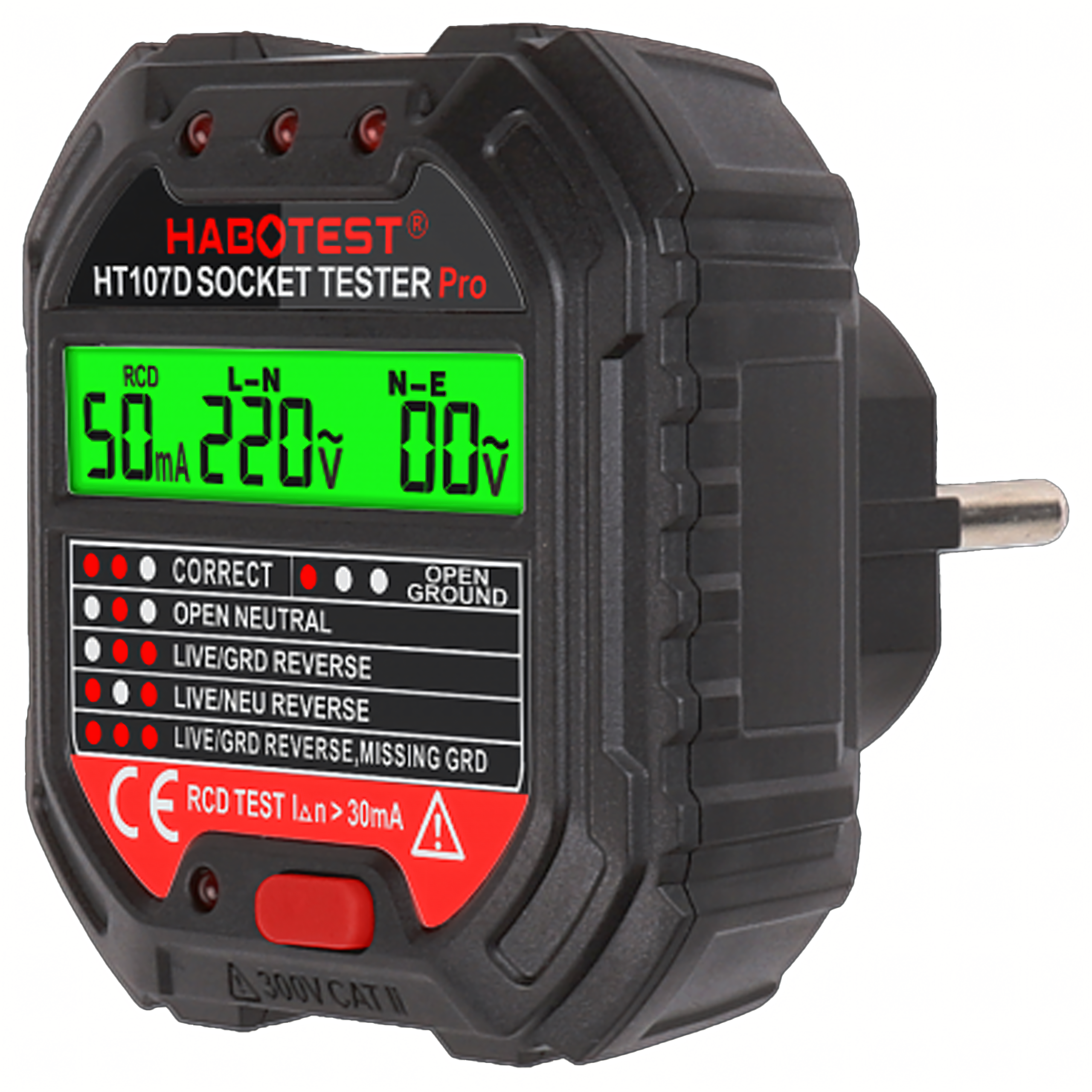 Pinge tester vooluvõrgu pistikupesadele, elektripistikupesadele, LCD RCD kontaktid