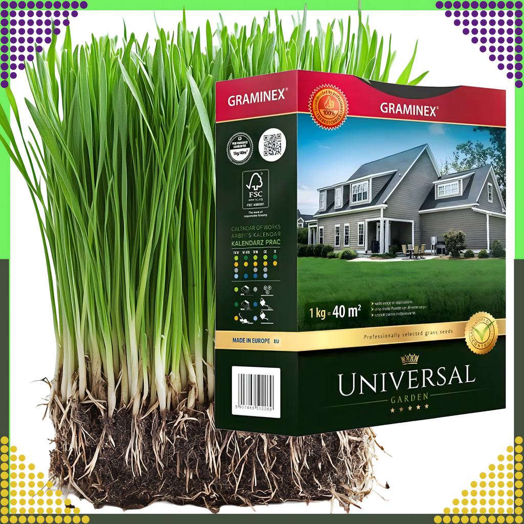 Premium Universal Grass Seed Mix 1kg for 40m² Resistant