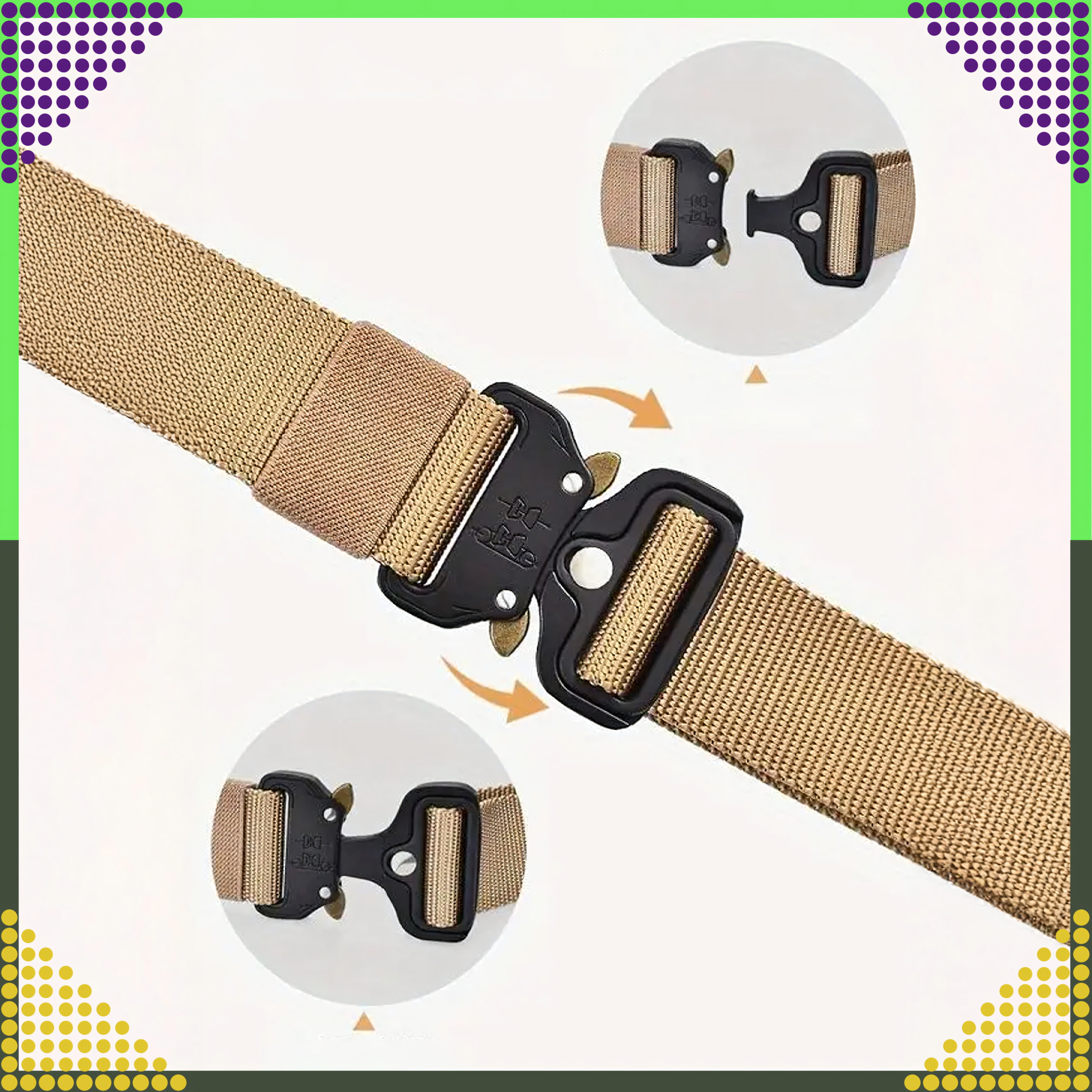 Tactical Military Survival Webbing Belt QR Strong for Trousers