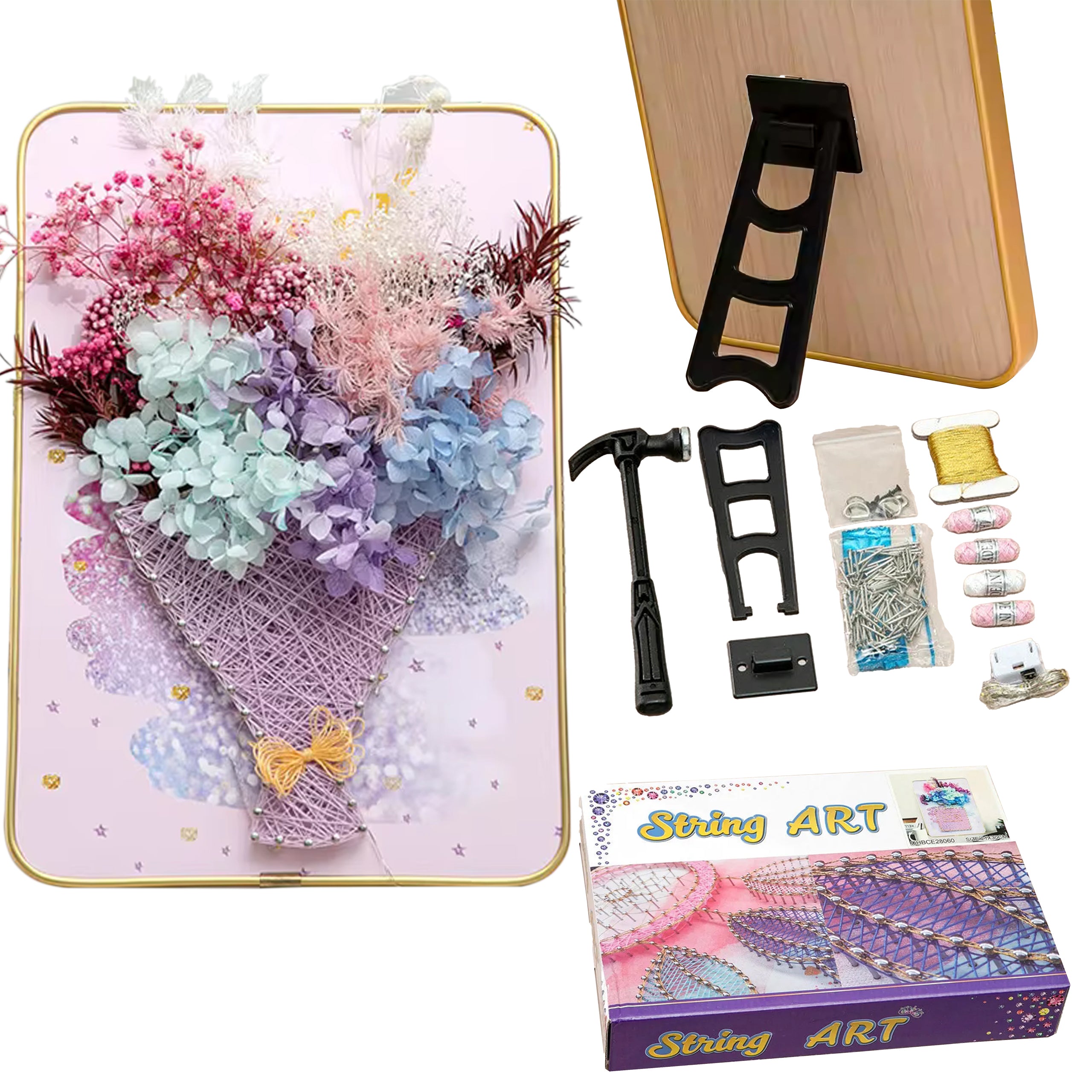 Loominguline komplekt niidikunsti, Interroad tikkimise ja LED-pildiga raamitud pildile 21x30 cm