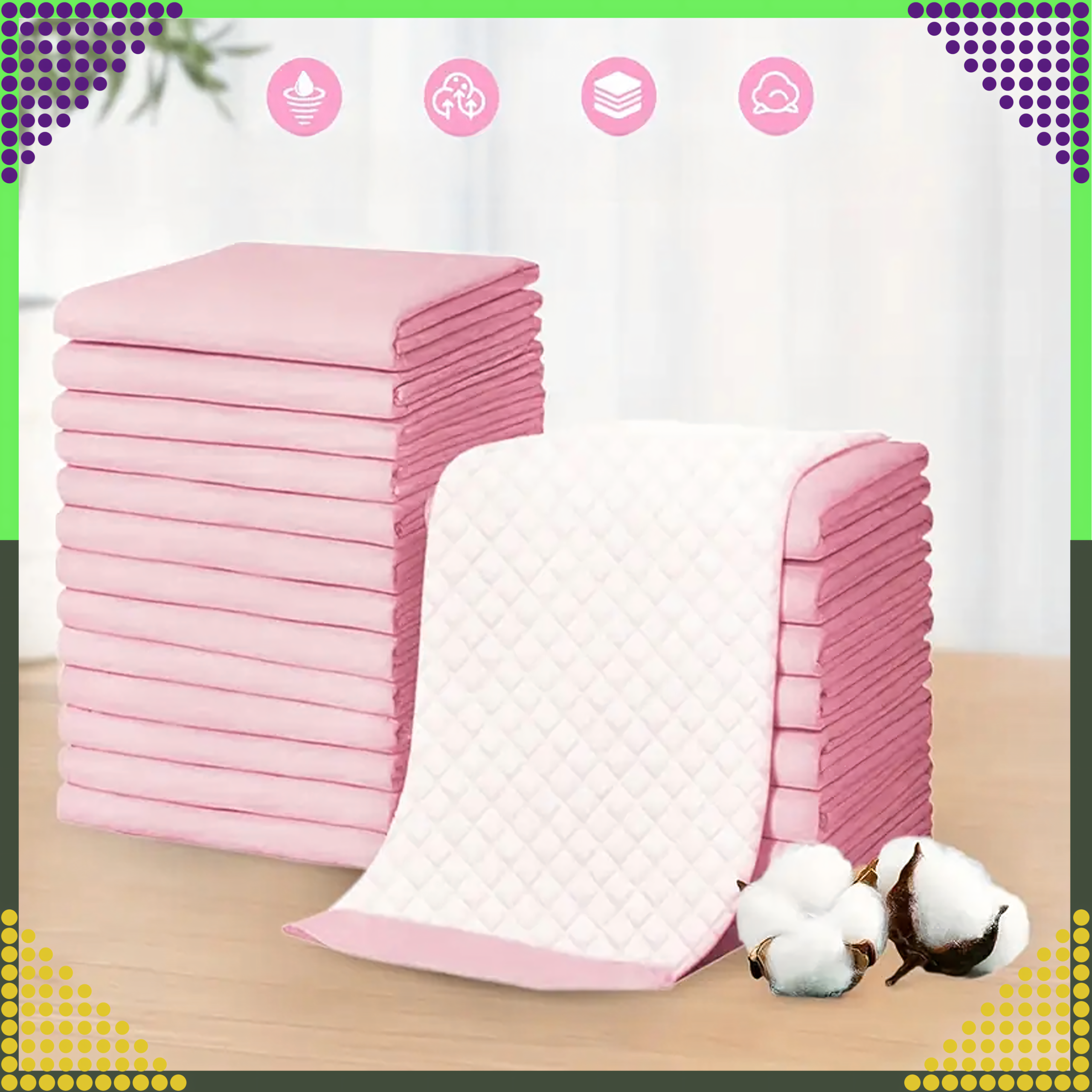 Hügieenilised alusmatid koertele ja kassidele pissimise õppimiseks 60x90cm paksud 50 tk