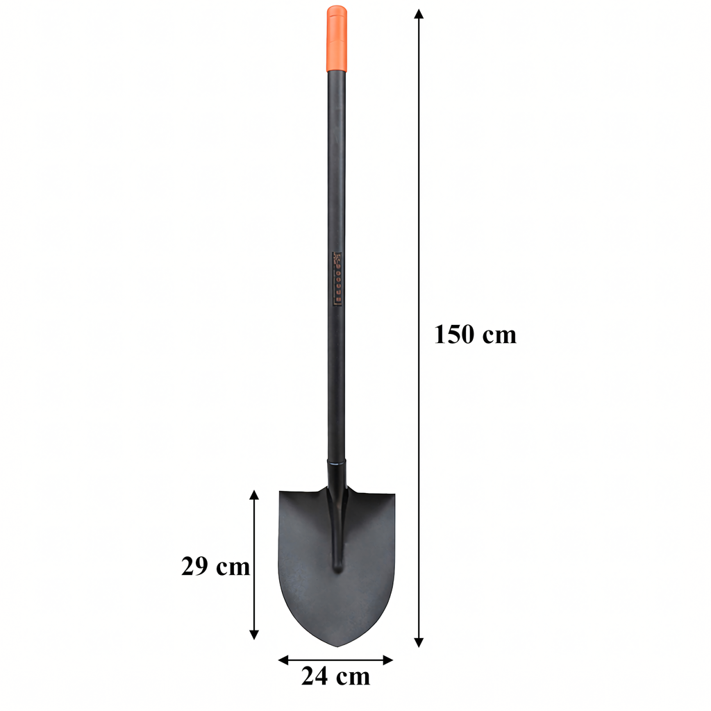Metallist aiakühvel sirge, metallist käepidemega, 150 cm, tugev