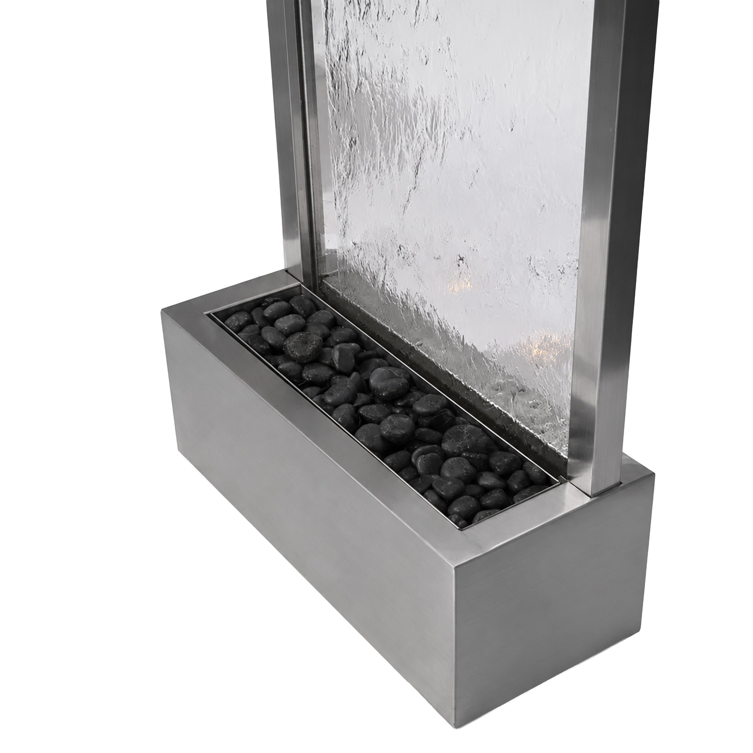 LED Illuminated Glass Garden Waterfall Wall Fountain 150x45cm
