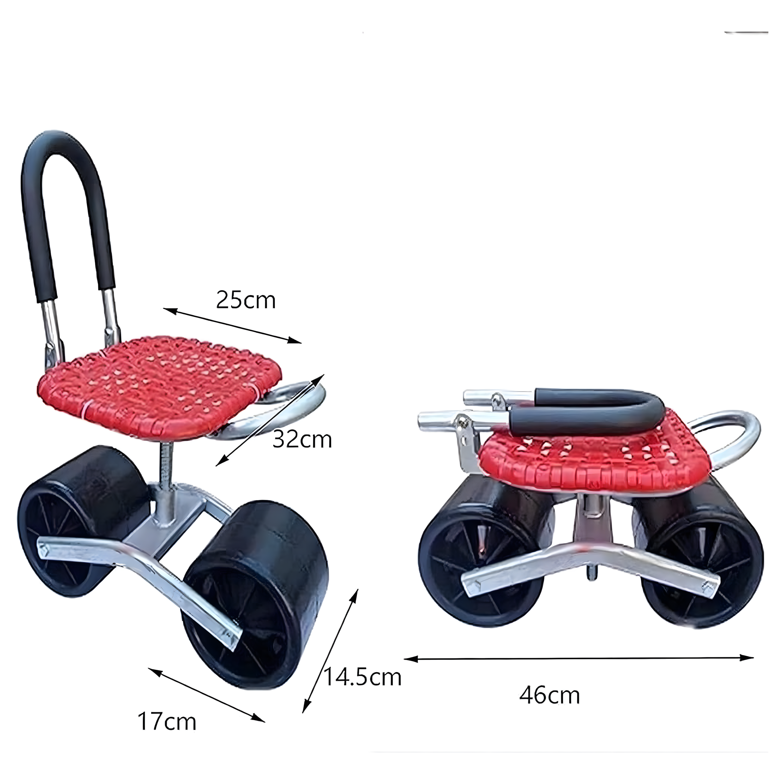 48x Trolley Stool Garden Stool Swivel 360 with Seat on Wheels
