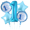 First Birthday Balloons Set for Boys 5 pcs with Stars
