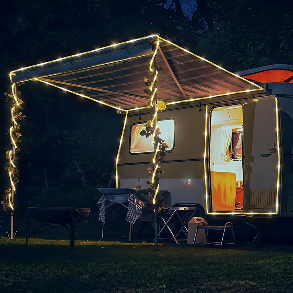 Päikeseenergial töötav soe valge LED-valguskett 12 m 8 režiimi RC-K-2873