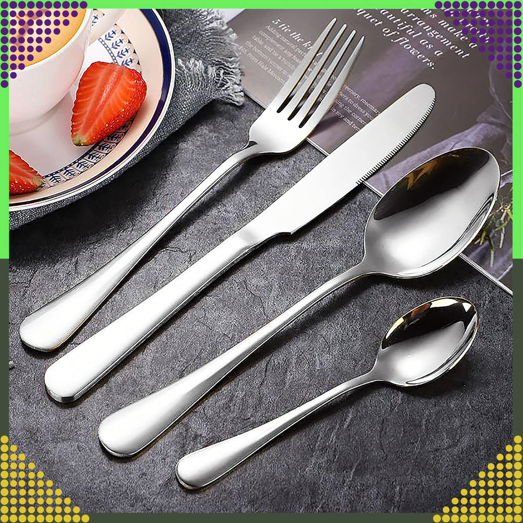 Cutlery Set Stainless Steel Silver 5 pcs for Camping Grill Survival