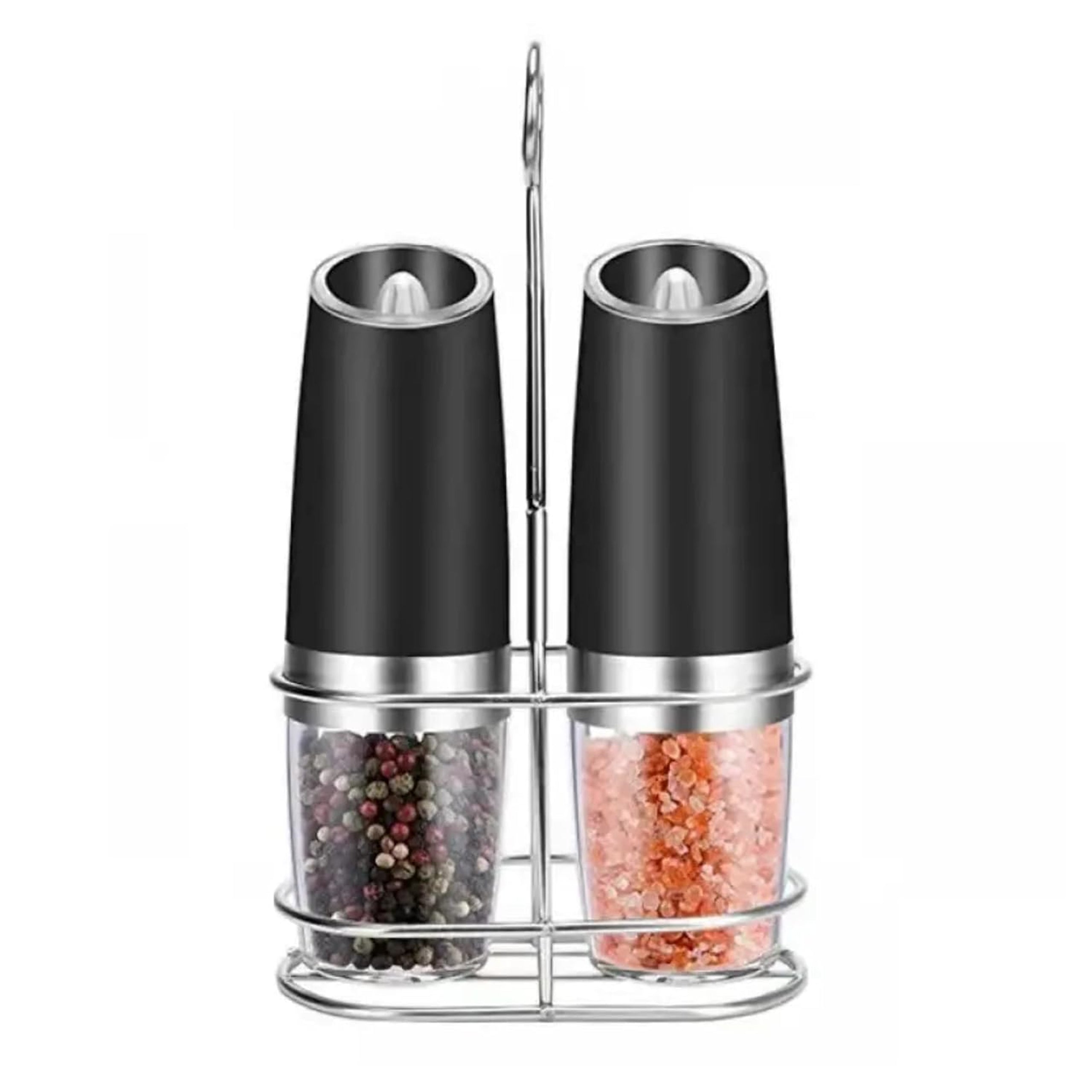 Set of 2 Electric Gravity Mills for Salt, Pepper, and Spices 2x (F2)