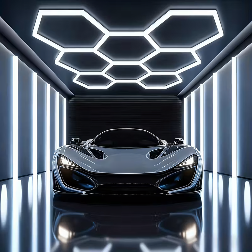 LED kuusnurkne lambipaneel valgustus töökotta garaaži koju 257x244cm 280W 6500K