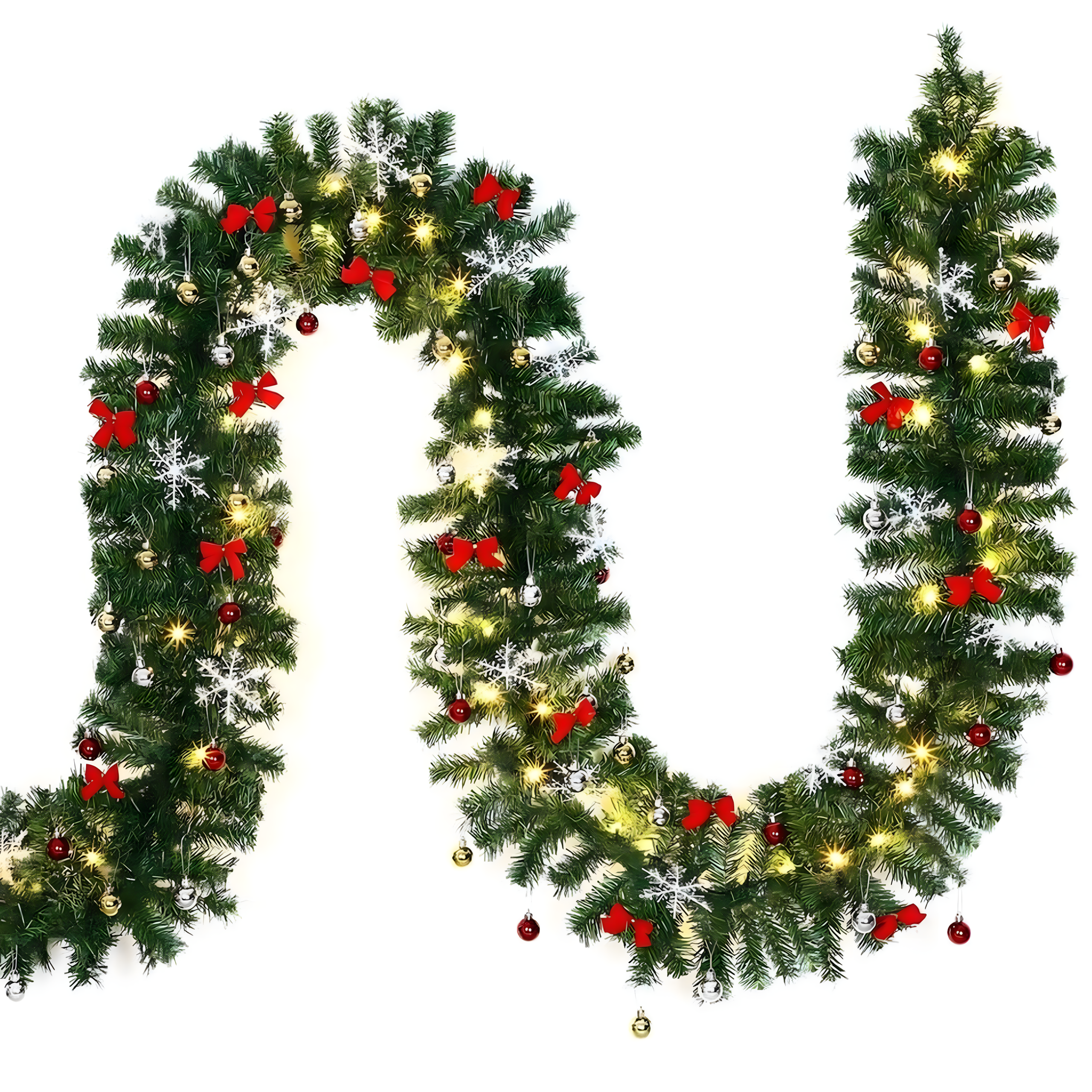 Jõulupuu valguskett, LED-kett, kamin, 2.7 m, jõulukuulid