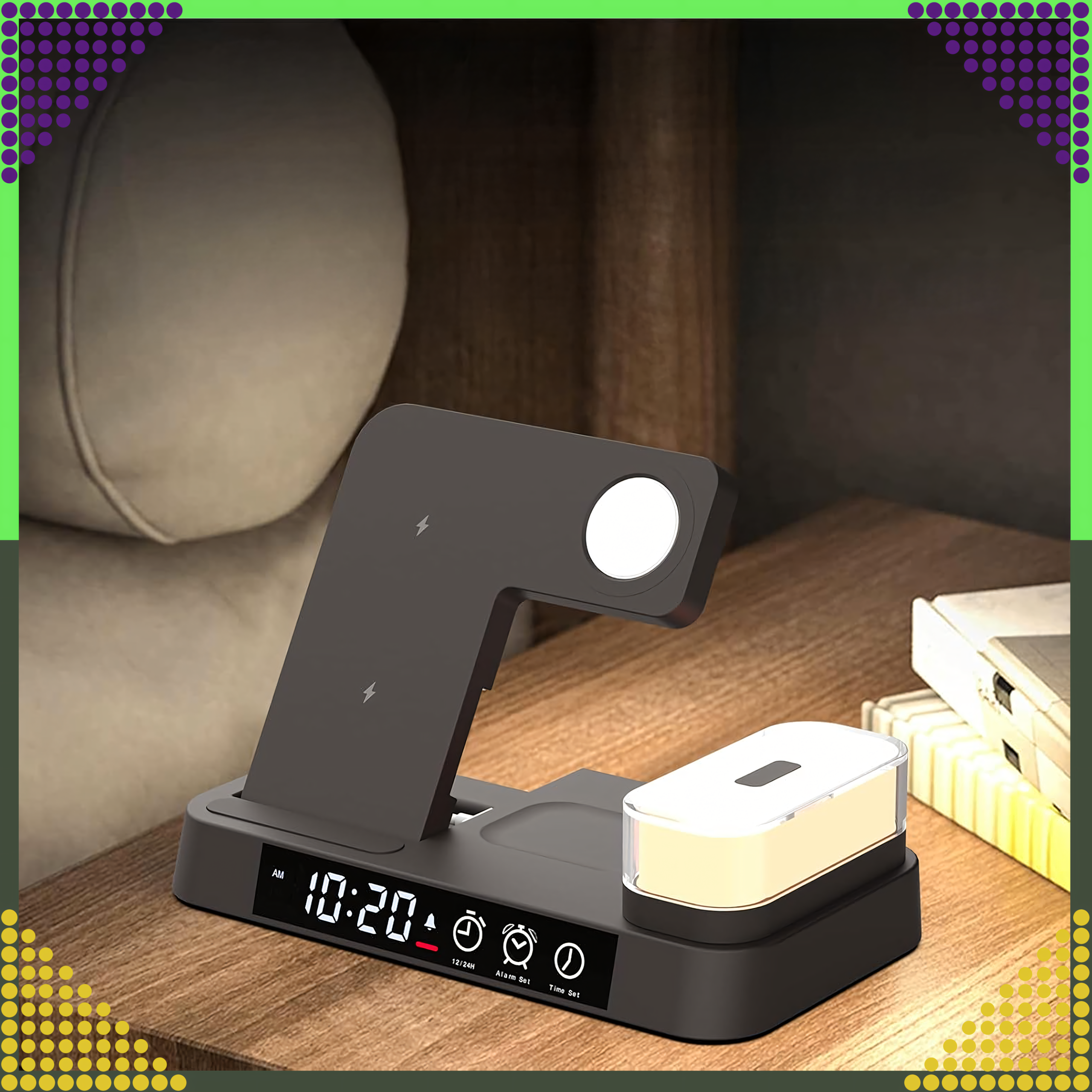 Induktsioonlaadija Juhtmevaba Induktsioonjaam 15W Öölamp 4in1 QI