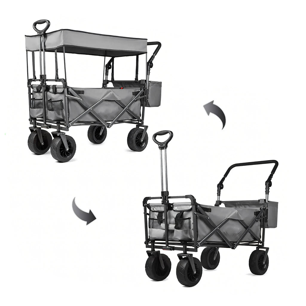 18 x suur kokkupandav aed-, ranna- ja transpordikäru katuse ning XL ratastega