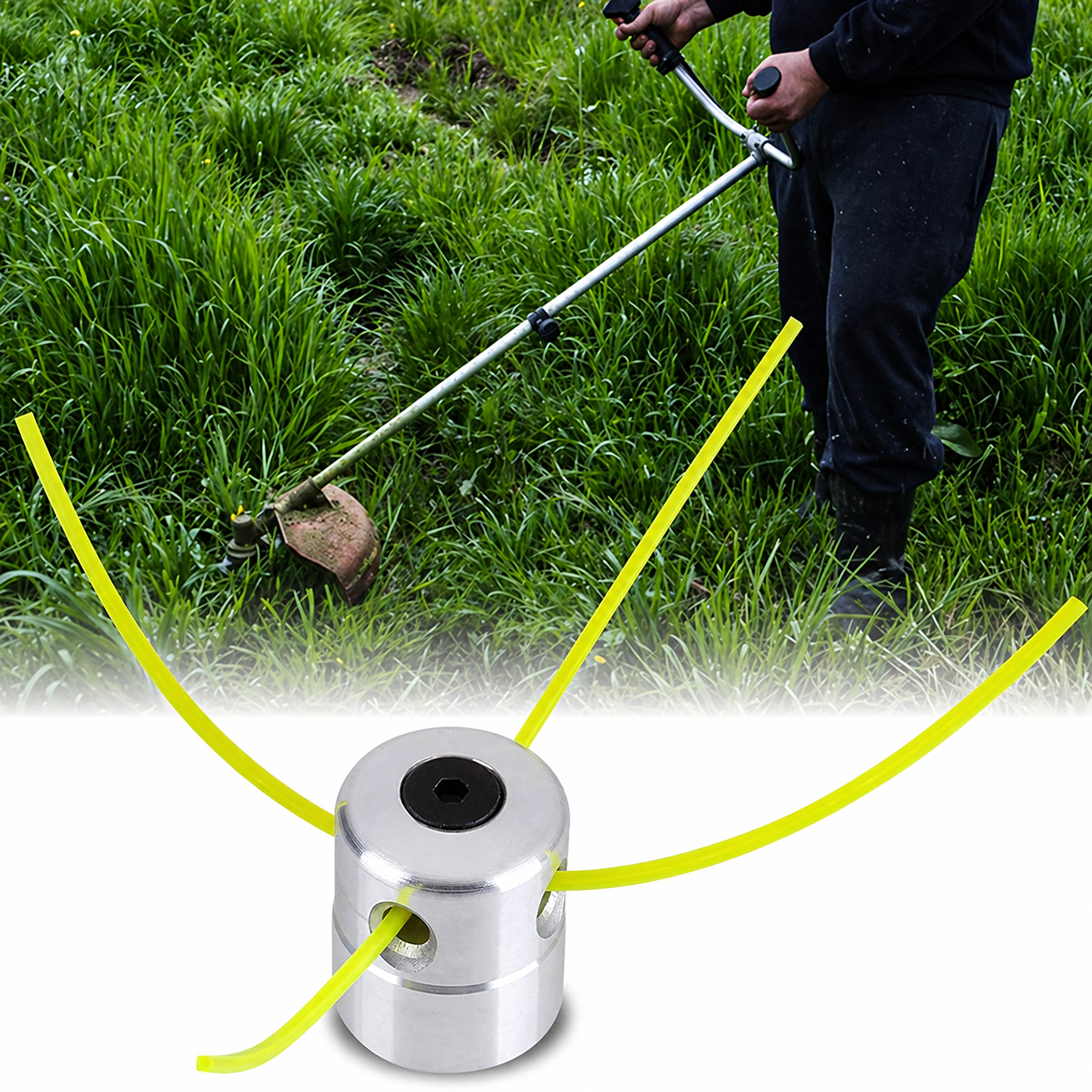 Aluminum Trimmer Head for Gasoline Brush Cutter with Line Set