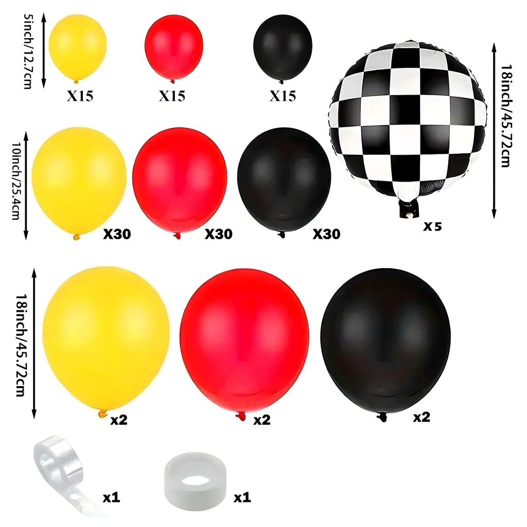 Balloon Garland Set of Balloons for Birthday Racing Flag 148 pcs