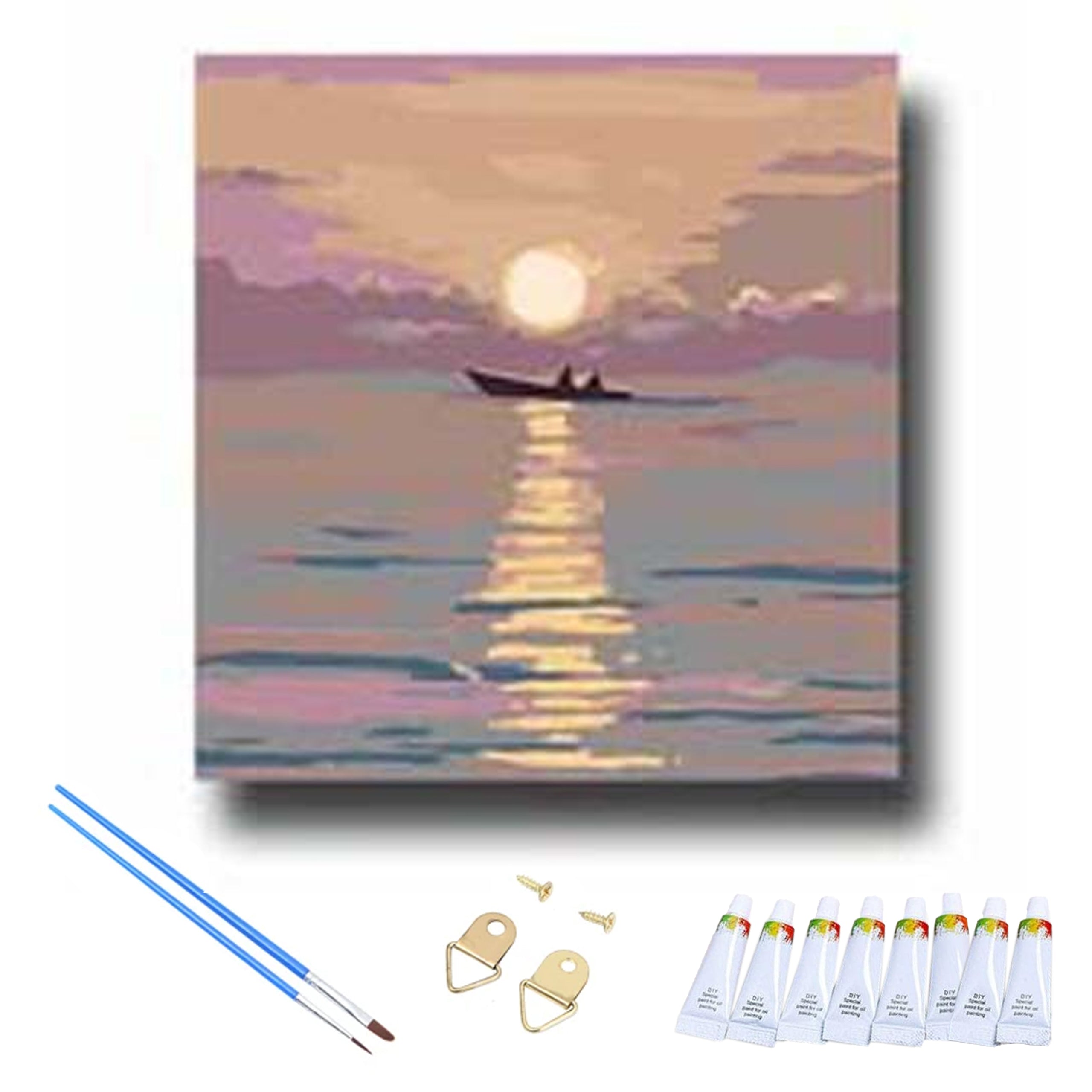 Painting by Numbers Kit with Frame 20x20 cm - Boat on the Sea