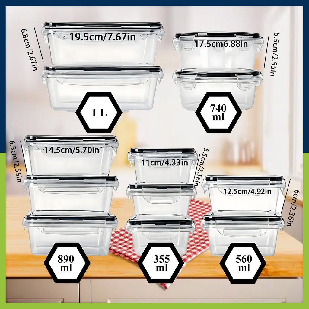 12x Lunchbox Lunch Box Food Boxes Plastic Containers Set