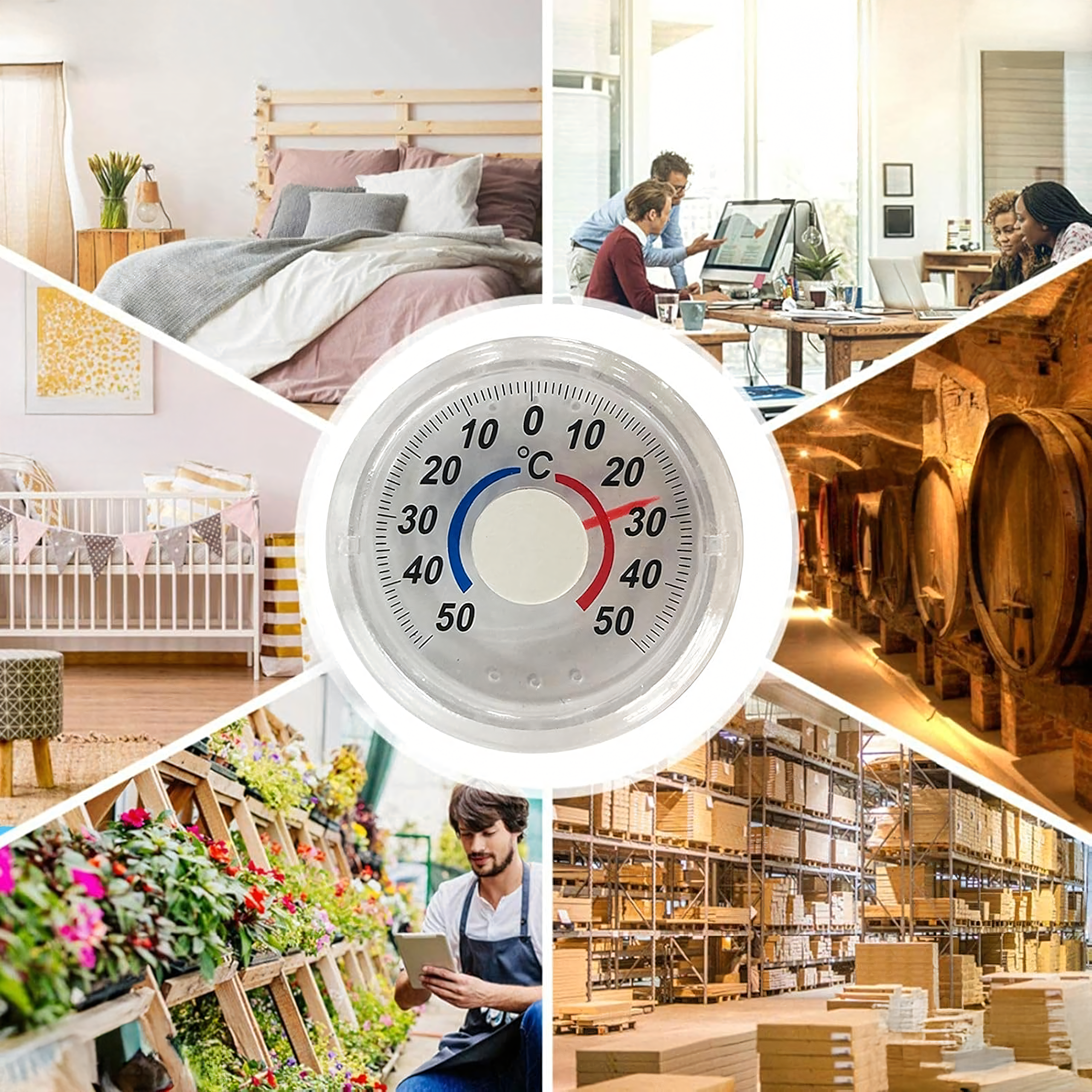 Outdoor Indoor Thermometer for Low Temperatures -50C to 50C Self-Adhesive