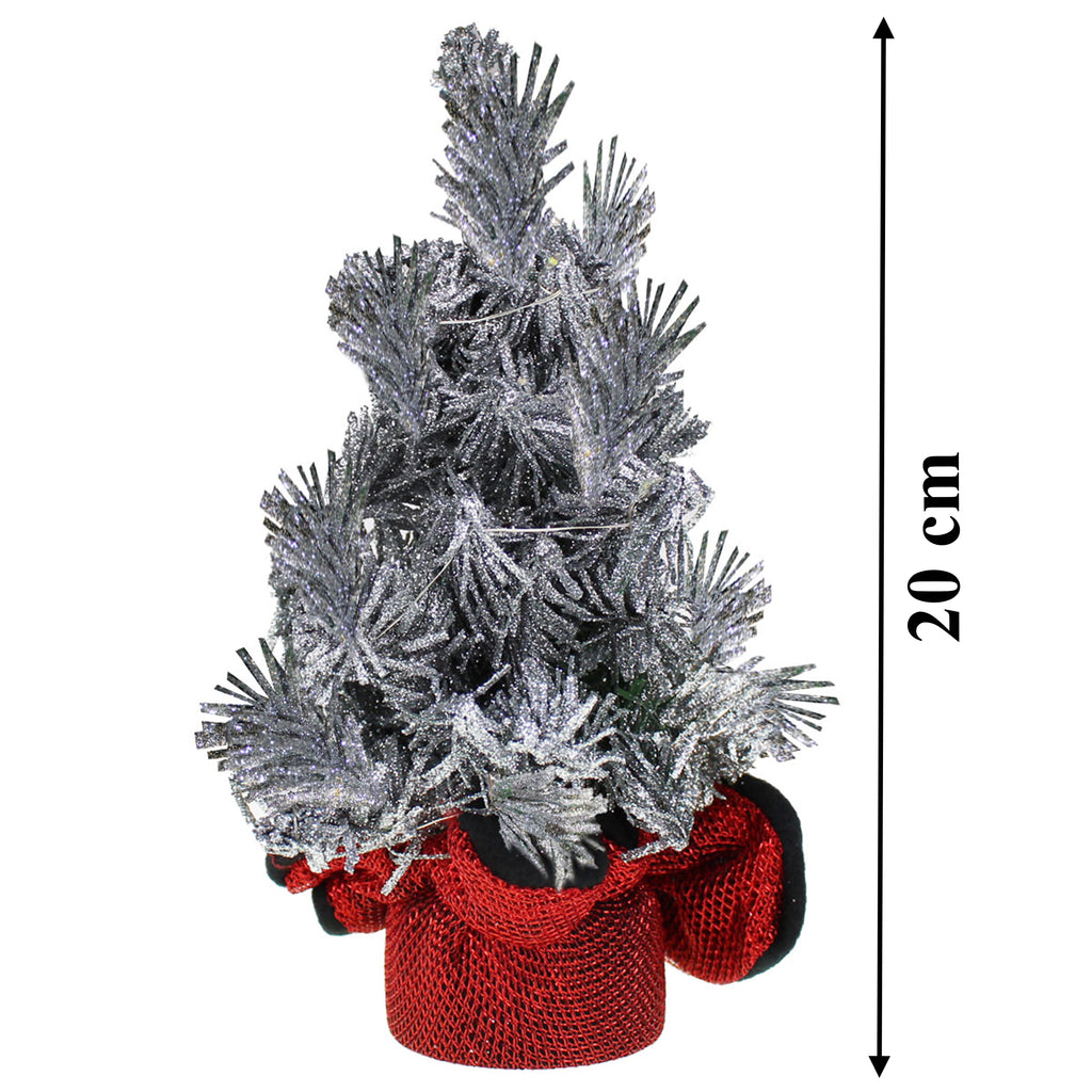 Jõulupuu dekoratiivsed LED-tuled kunstlik hõbedane kaunistus 20 cm