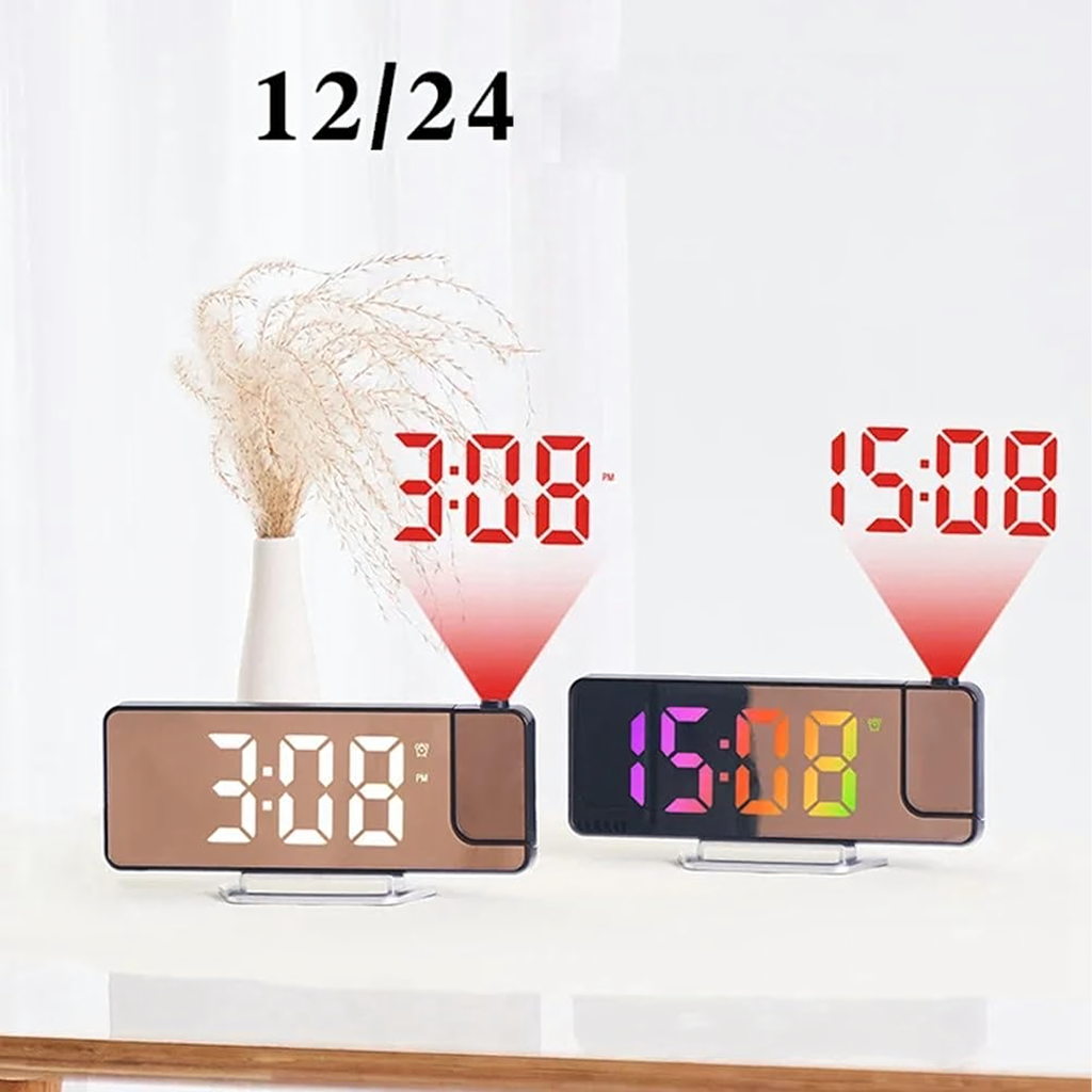 Elektrooniline LED digitaalne äratuskell laserprojektoriga ja temperatuurinäidikuga