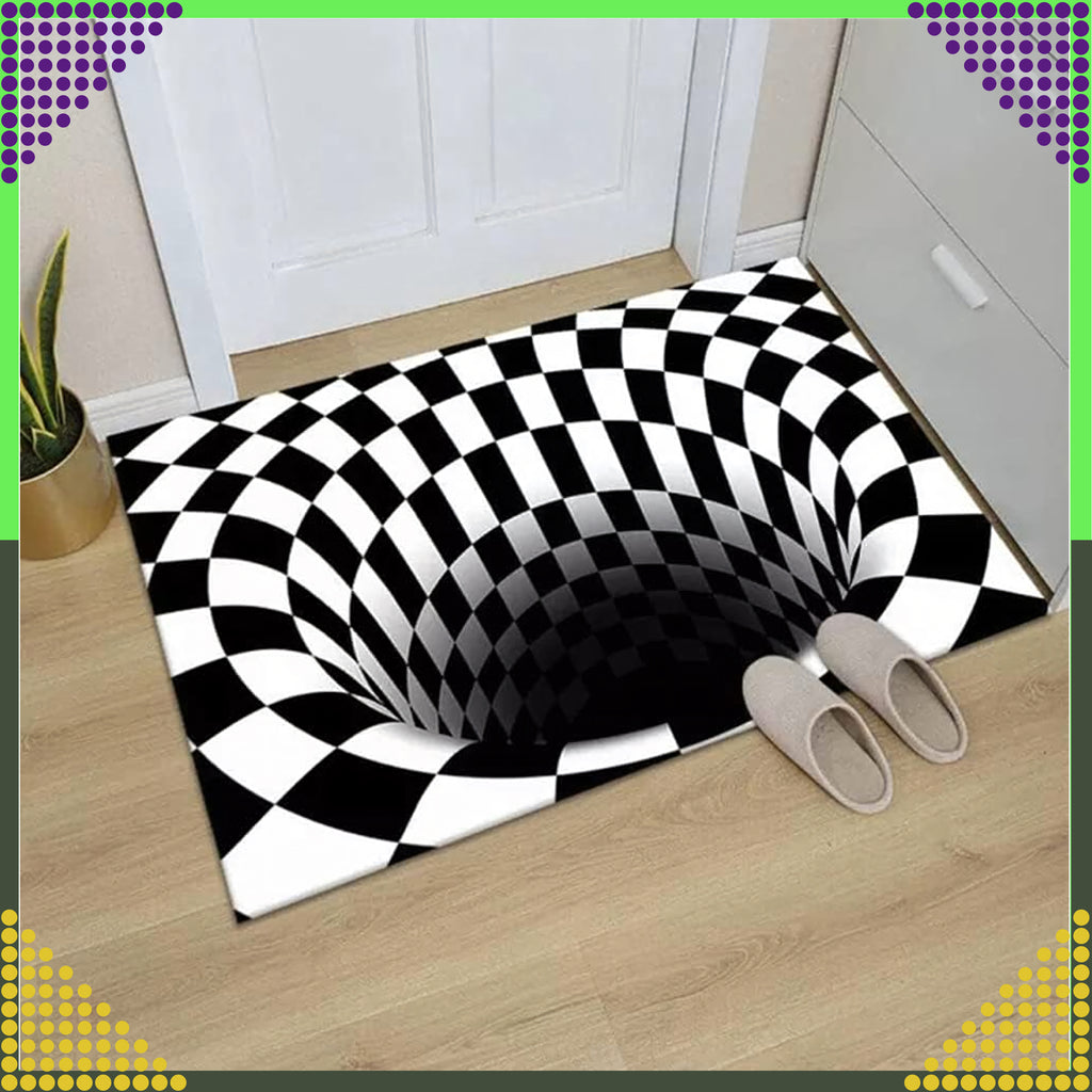 Chodnik Dywanik Mata Wycieraczka z Efektem 3D Iluzja Biała Dziura 60x90 CM
