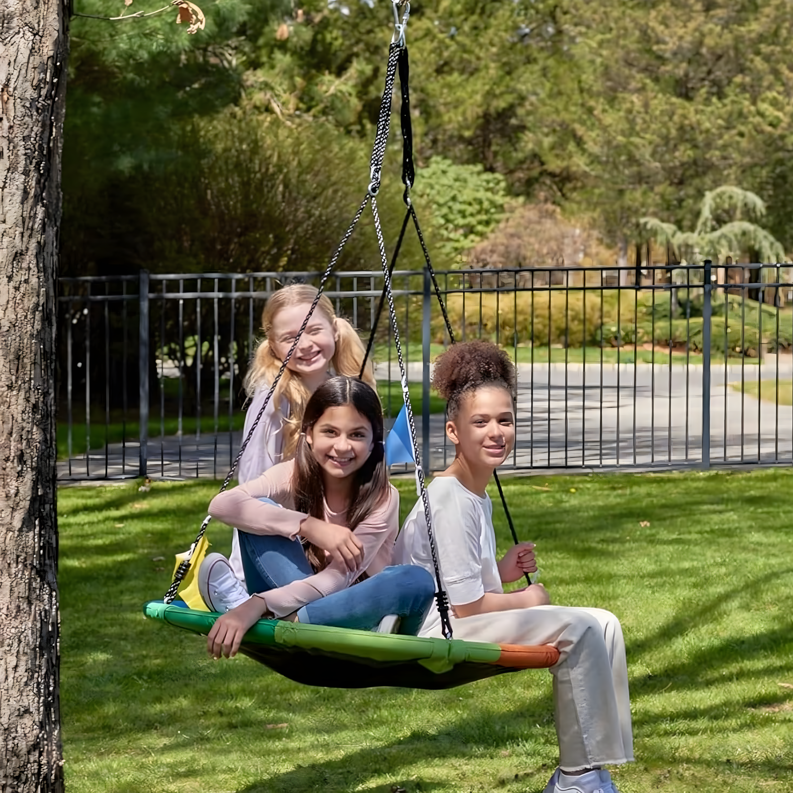 Large Garden Swing 100 cm Bird's Nest for Children with Hammock Frame