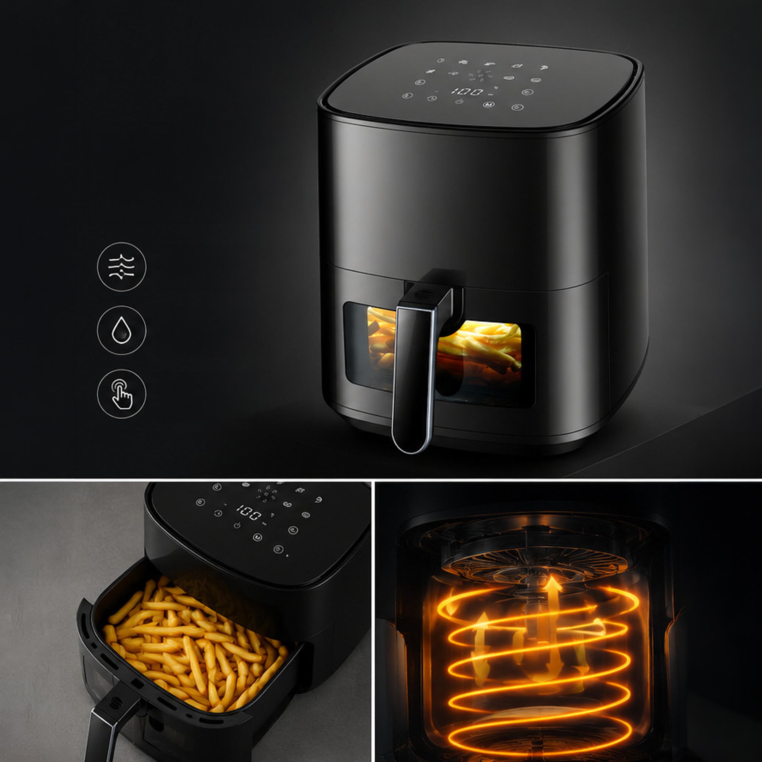 30x Air Fryer 5L 1500W with 9 Programs