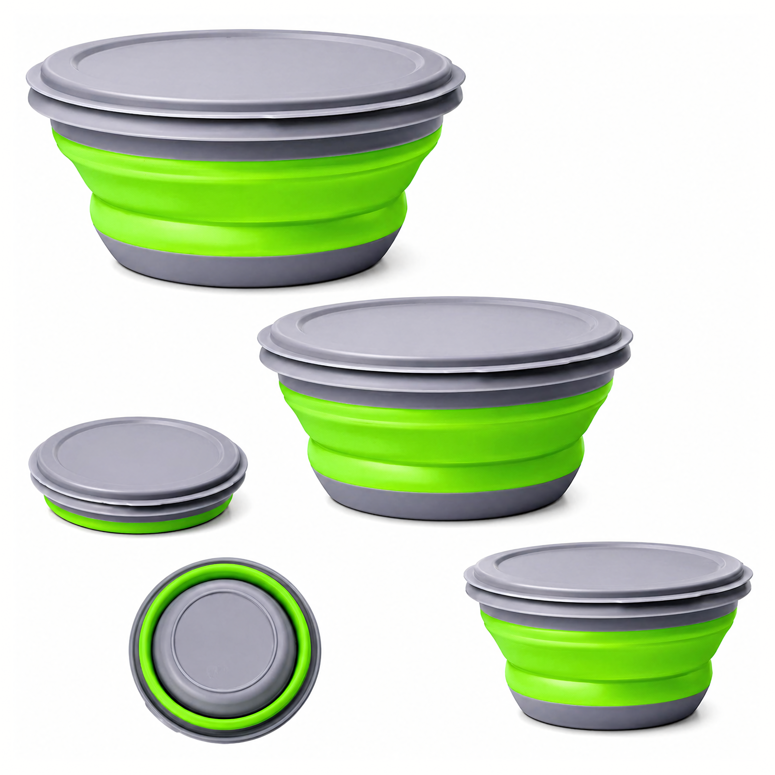Set of 3 Collapsible Silicone Bowls Food Storage Containers for Travel 3 pcs