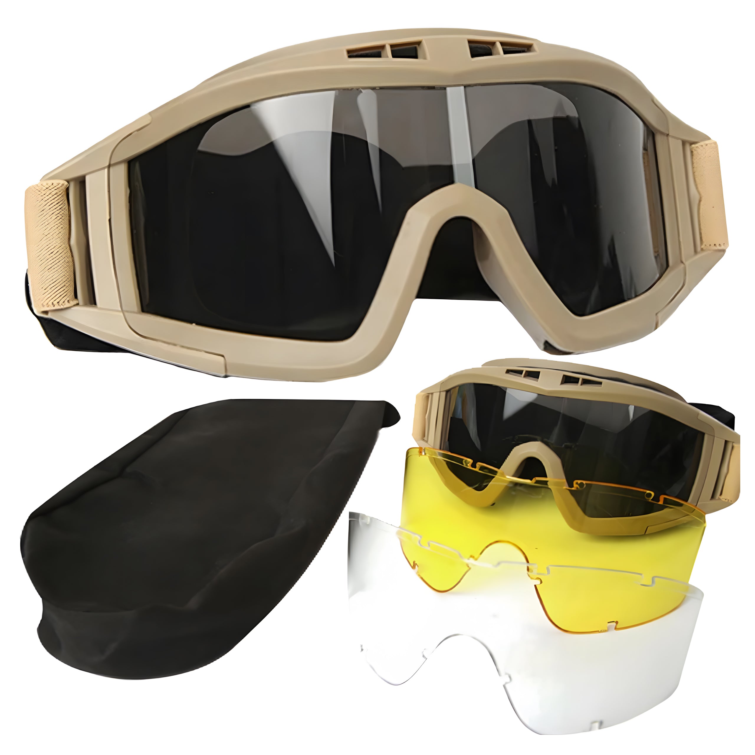 Tactical Military Protective Shooting Goggles Sand Color