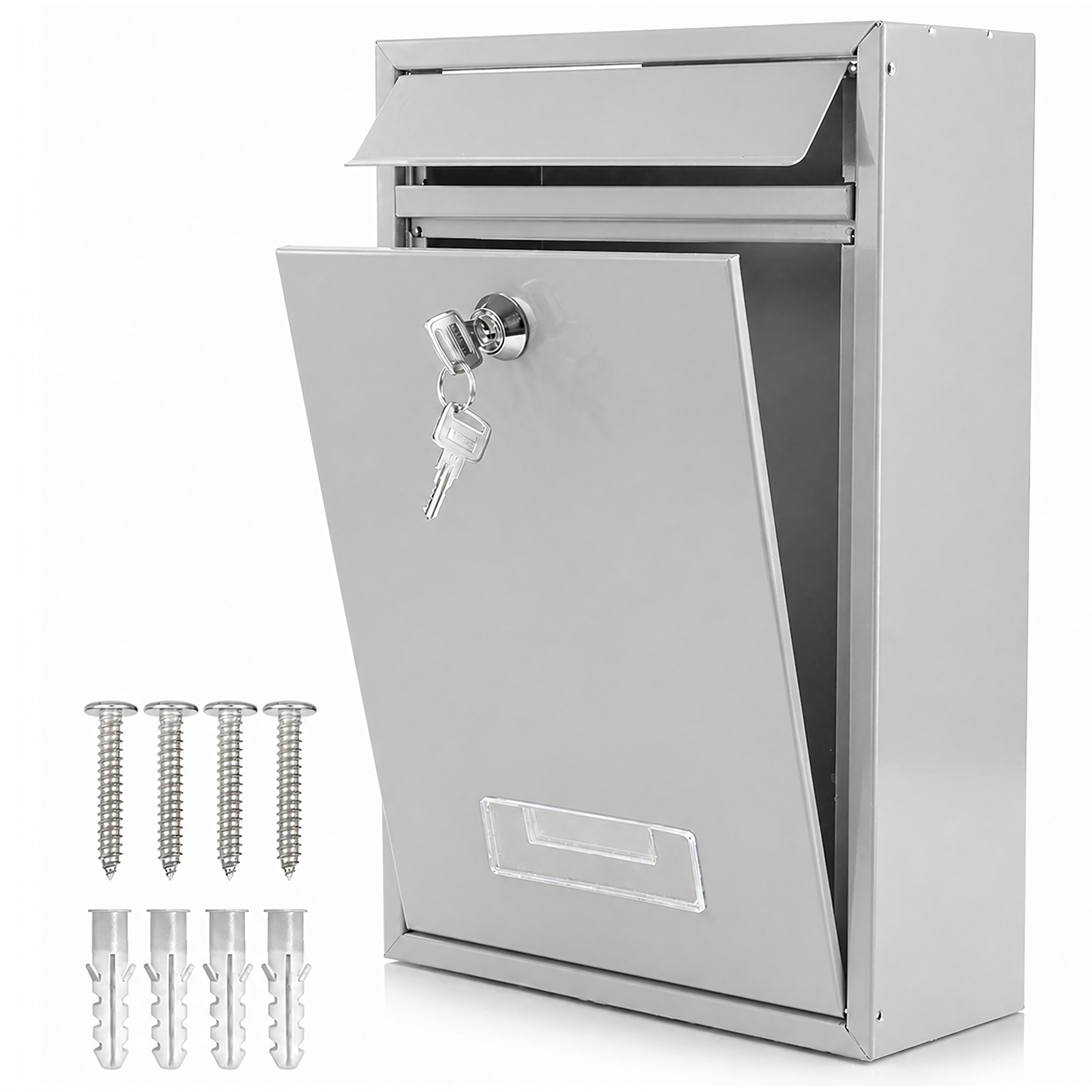 Steel Gray Mailbox with Lock and Window