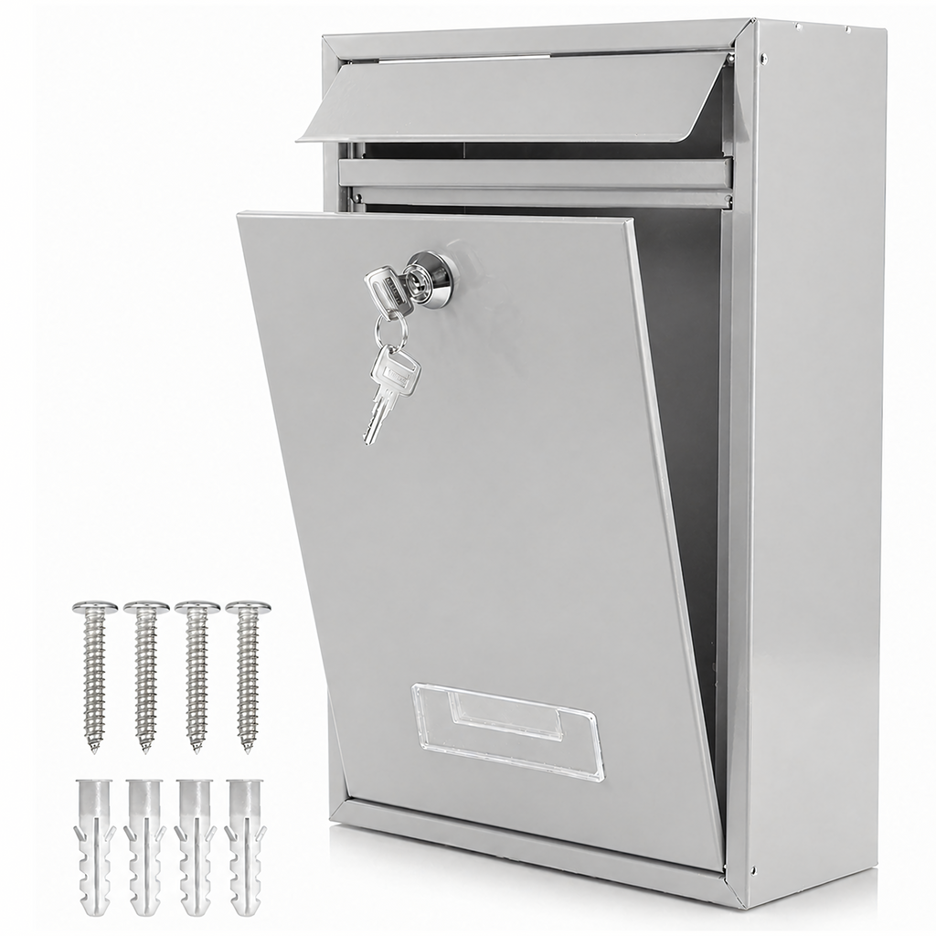 Steel Mailbox with Key Lock and Window 192 pcs Gray