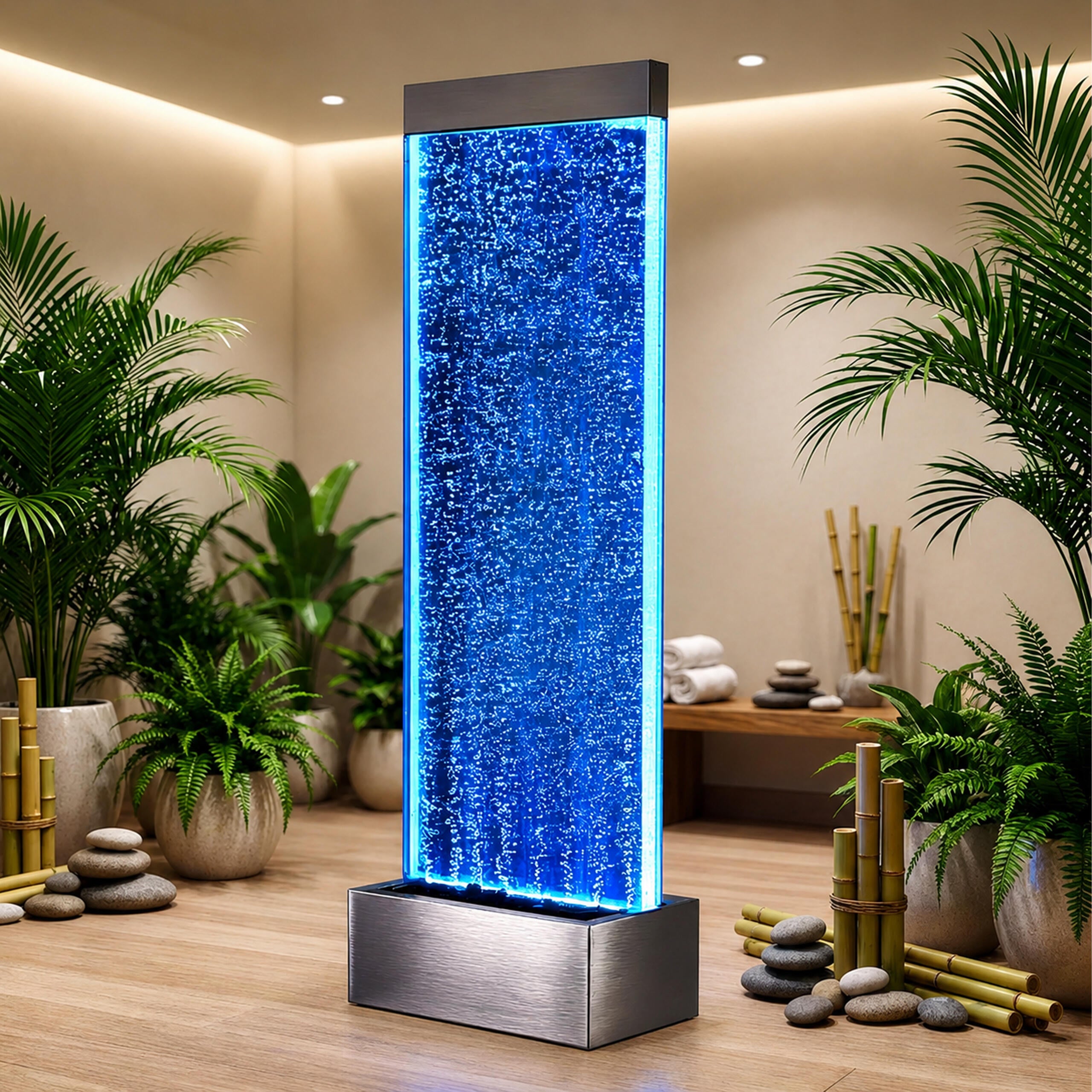 Freestanding Water Bubble Wall Fountain LED RGB 183x50.5x28cm
