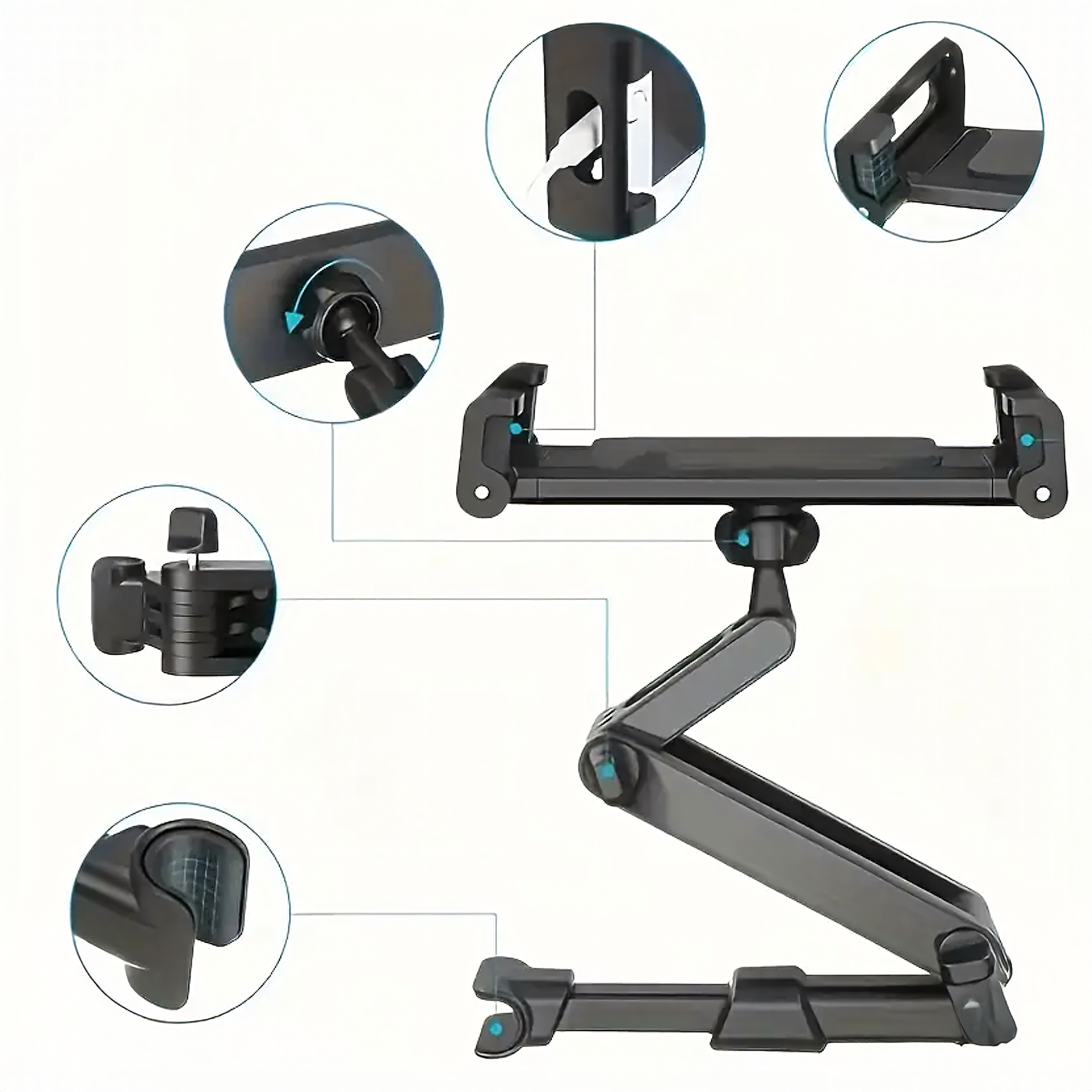 360° Car Headrest Mount Holder for Tablet and Phone