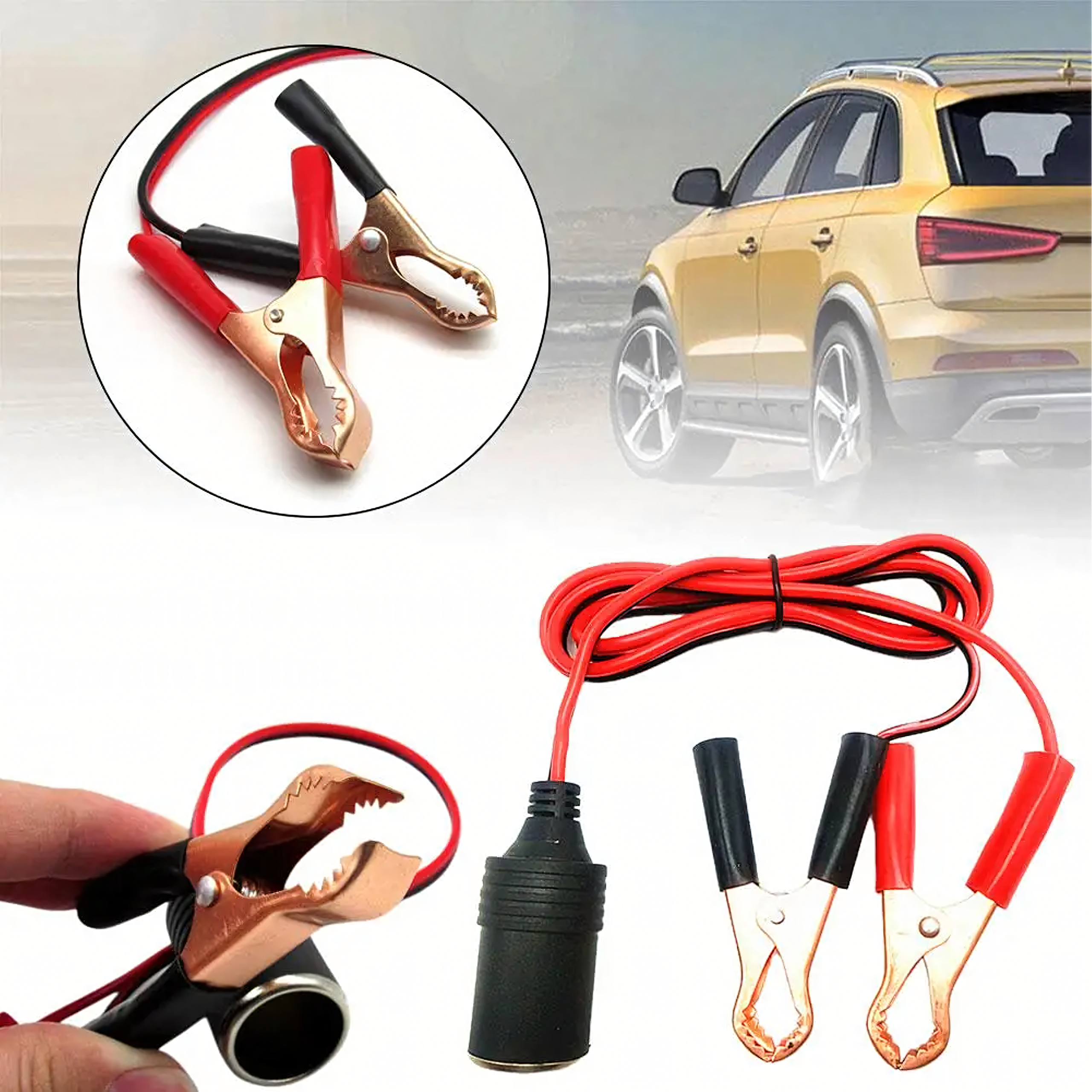 Adapter sigaretisüütaja pesaga krokodillklambritega väljund 12V 24V