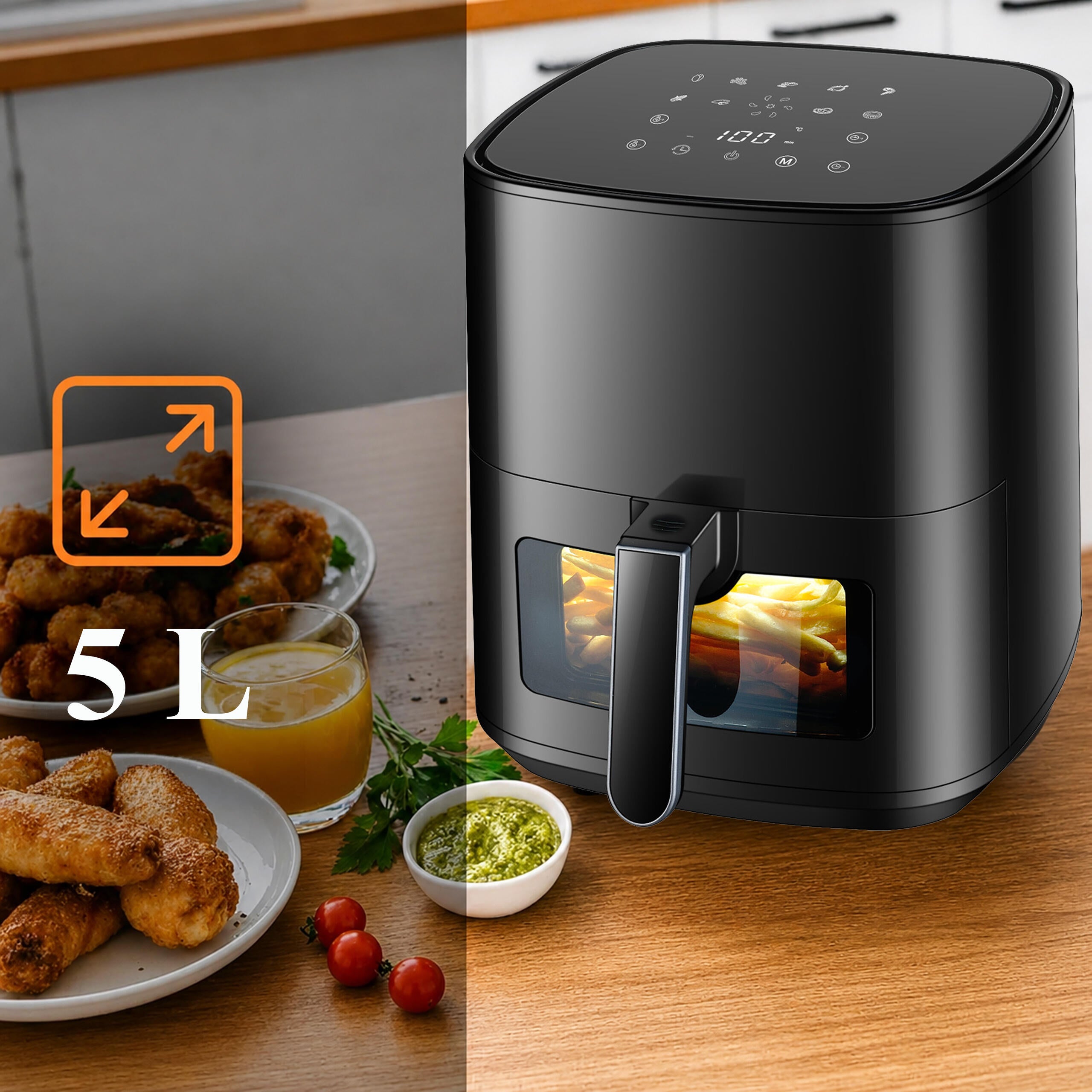 Air Fryer 5L 1500W 9 küpsetusprogrammiga
