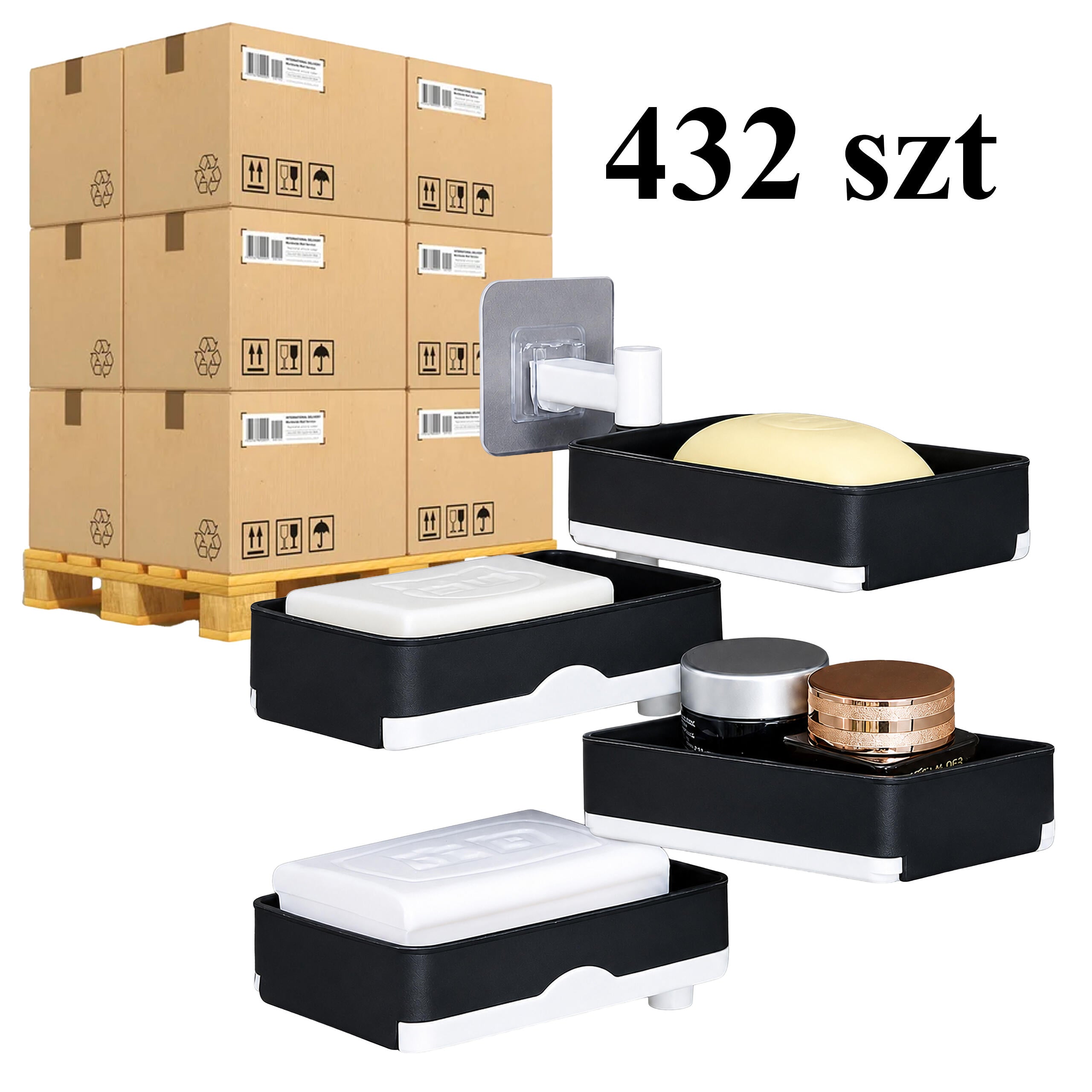 432x Bathroom Soap Dish 4-Tier Rotating Shelf with Drain