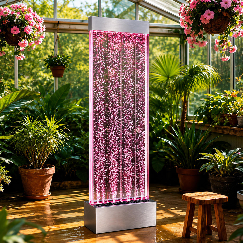 Freestanding Water Bubble Wall Fountain LED RGB 183x50.5x28cm