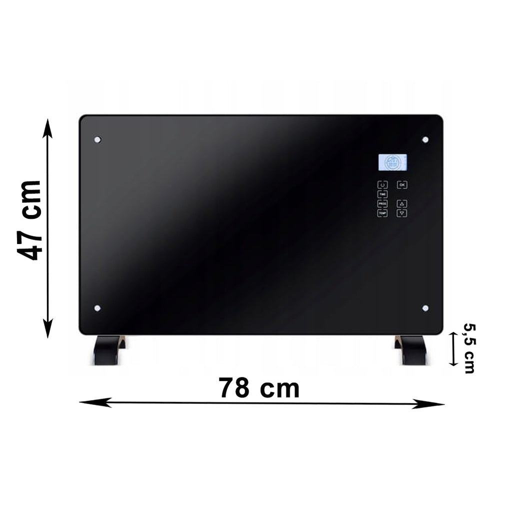 30x elektriline klaasist konvektorküttekeha 2000W Black seinale paigaldatav Heltes