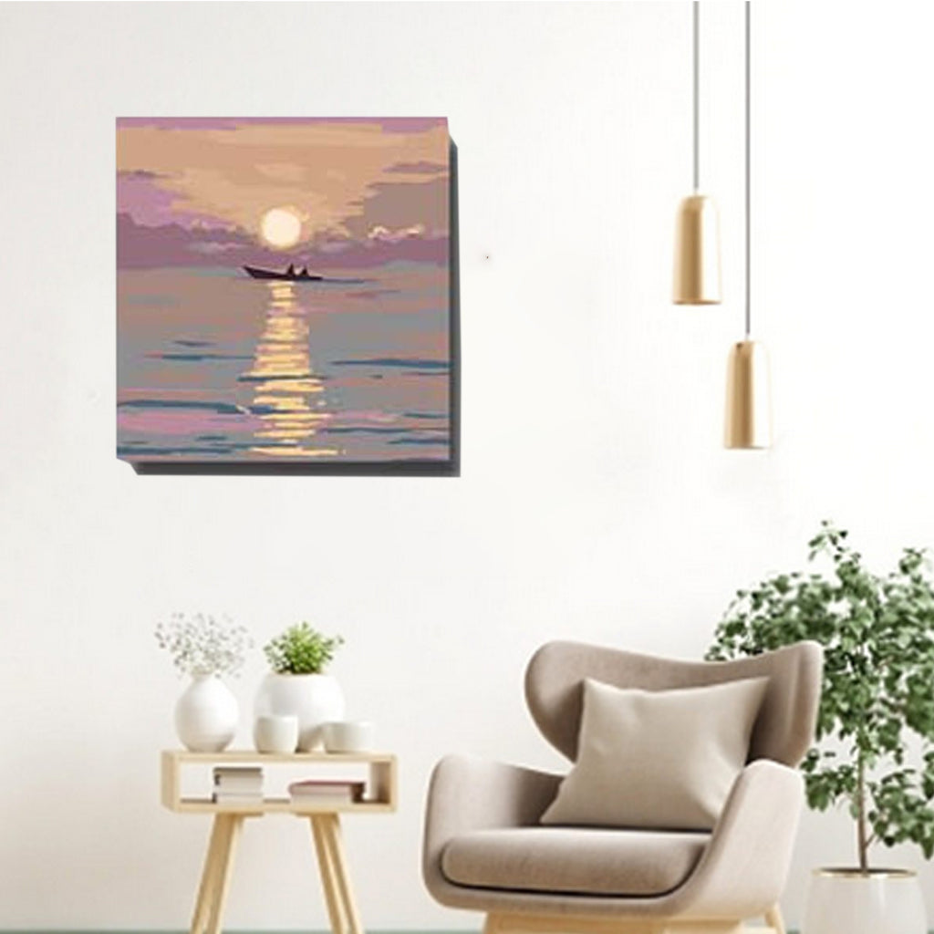 Painting by Numbers Kit with Frame 20x20 cm - Boat on the Sea