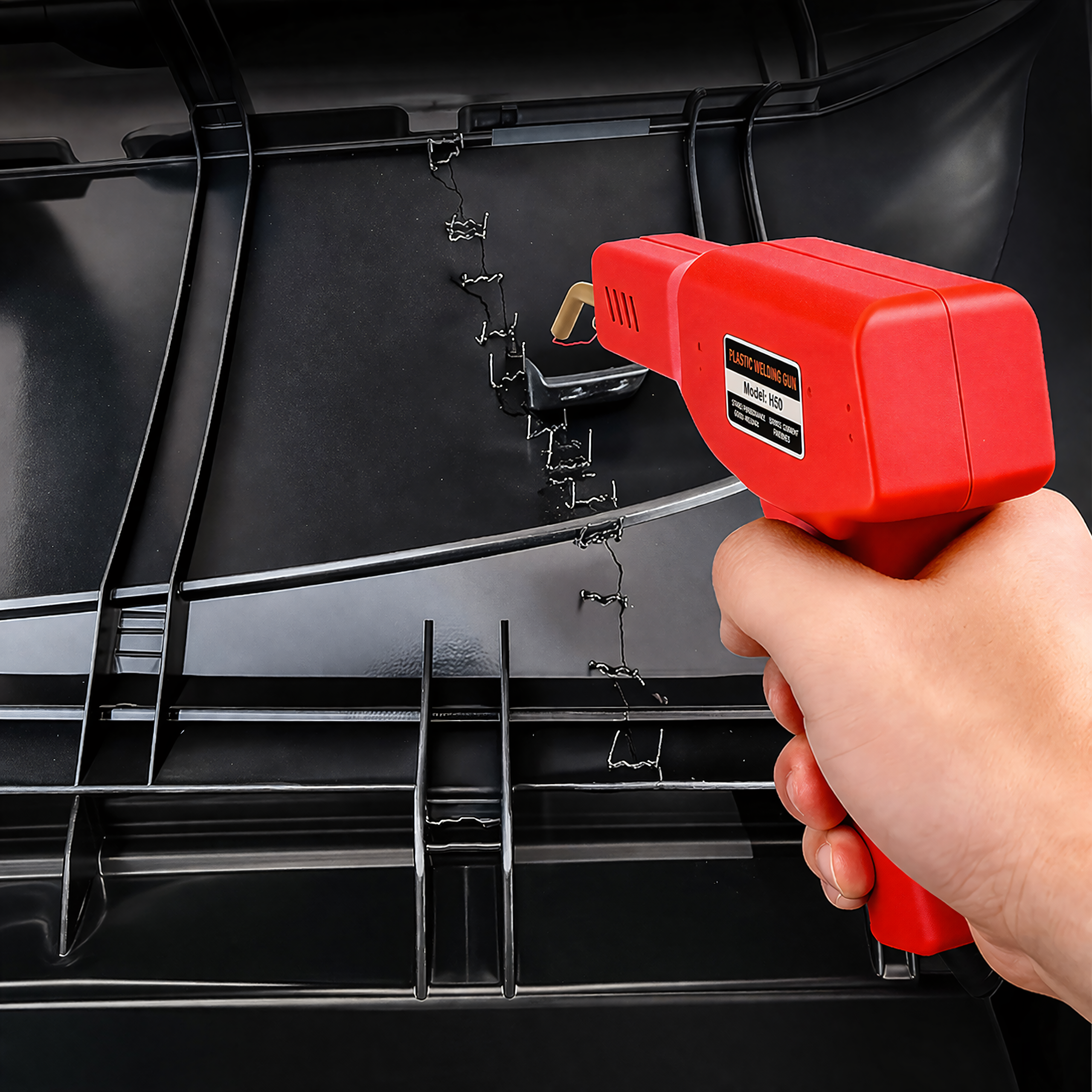 Plastikeevituse komplekt klambripüstoli, jootekolvi, klambrite ja tangidega