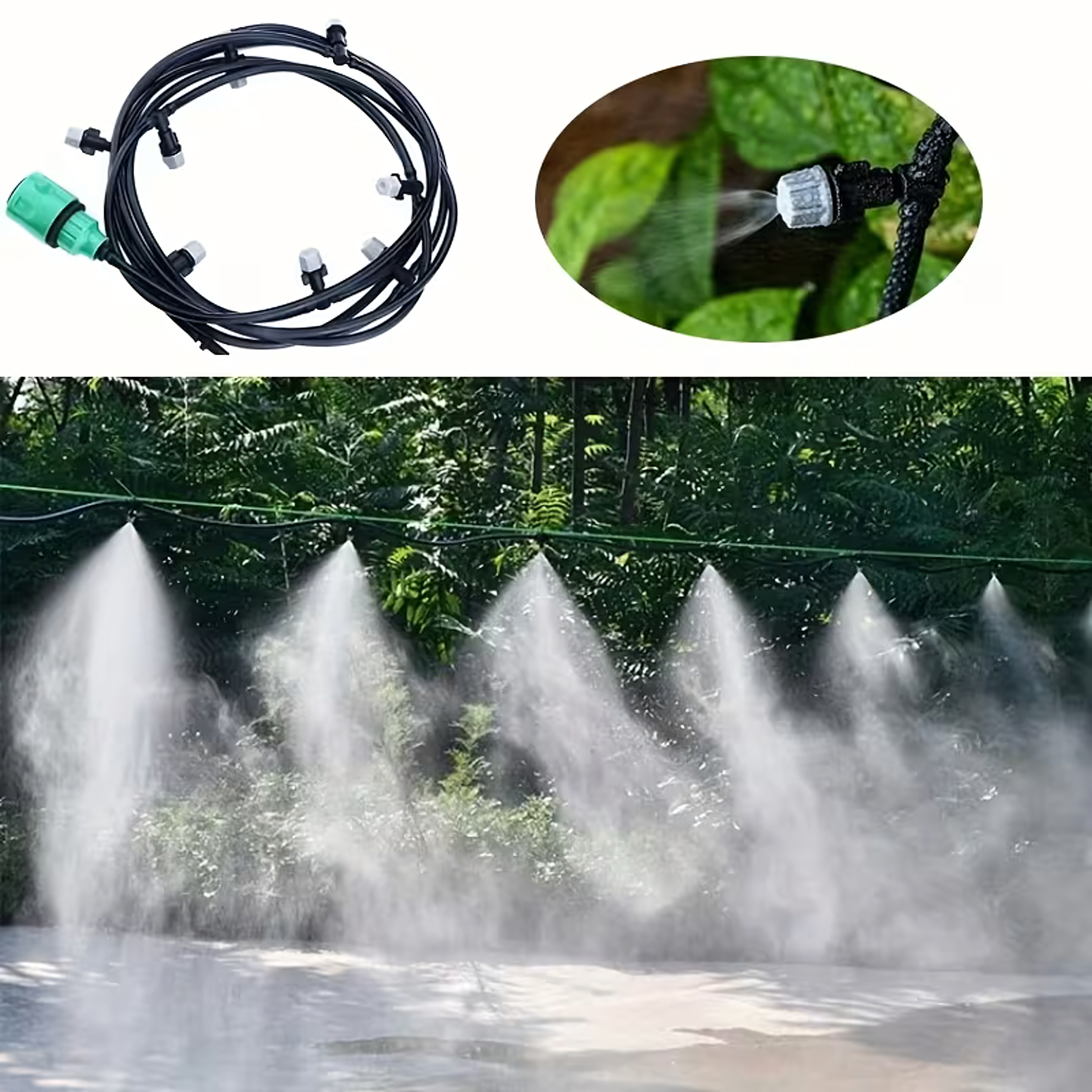 Garden Water Curtain Irrigation System Set with 15 Sprinklers 15m 15 pcs