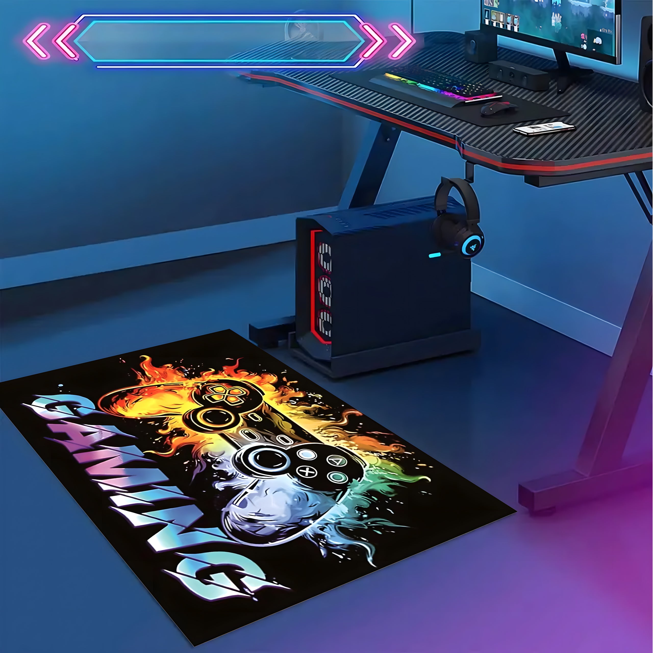 Protective Gaming Mat Carpet Rug Under Chair for Gamers 50x80 cm