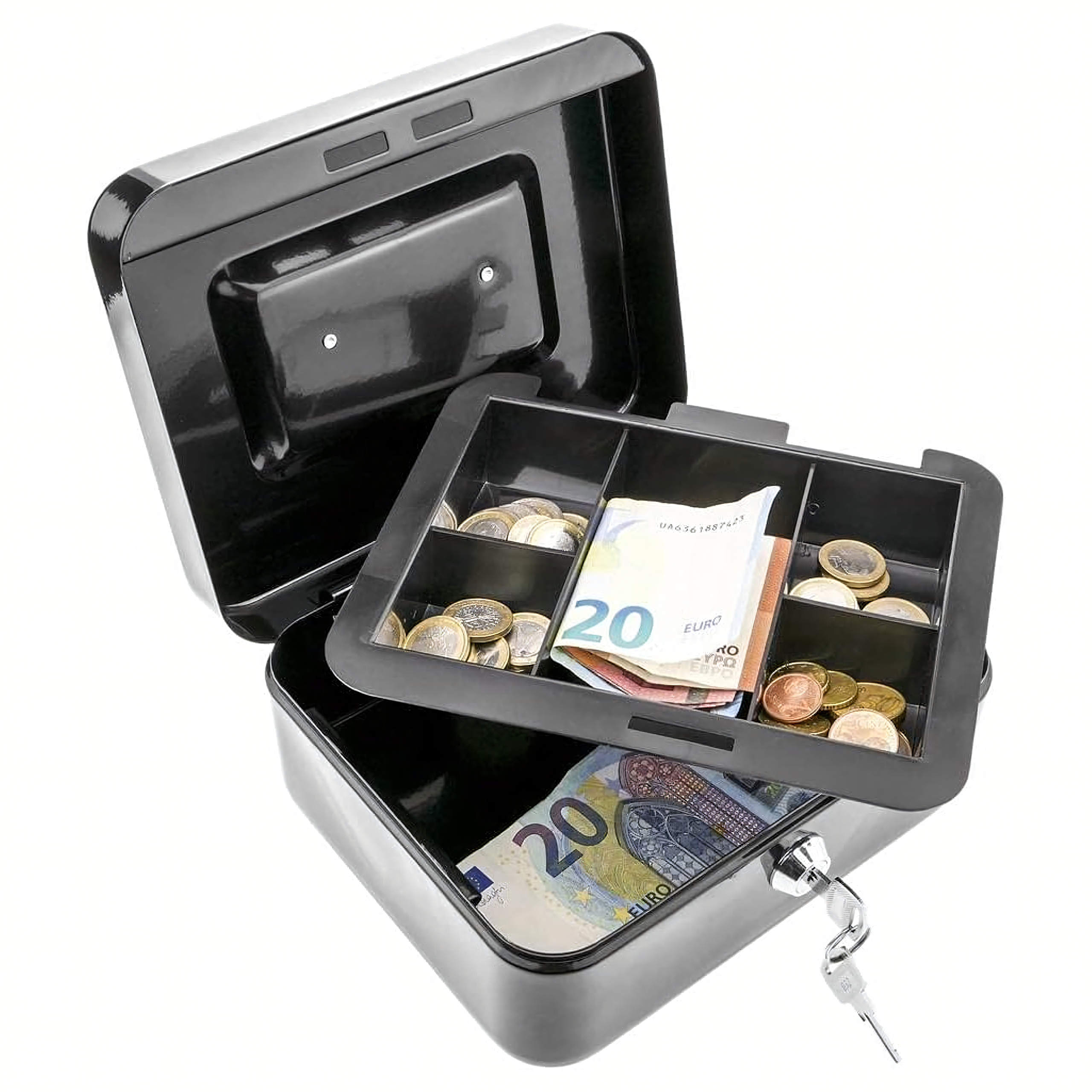 Metal Money Box Coins Coins Banknotes Documents Safe Keys