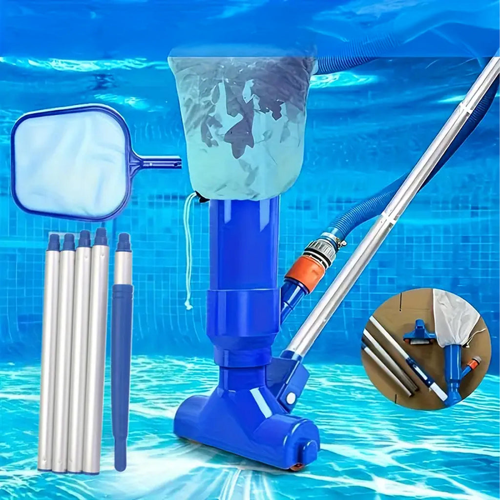 Pool and Spa Bottom Cleaning Set with Vacuum Brush and Net
